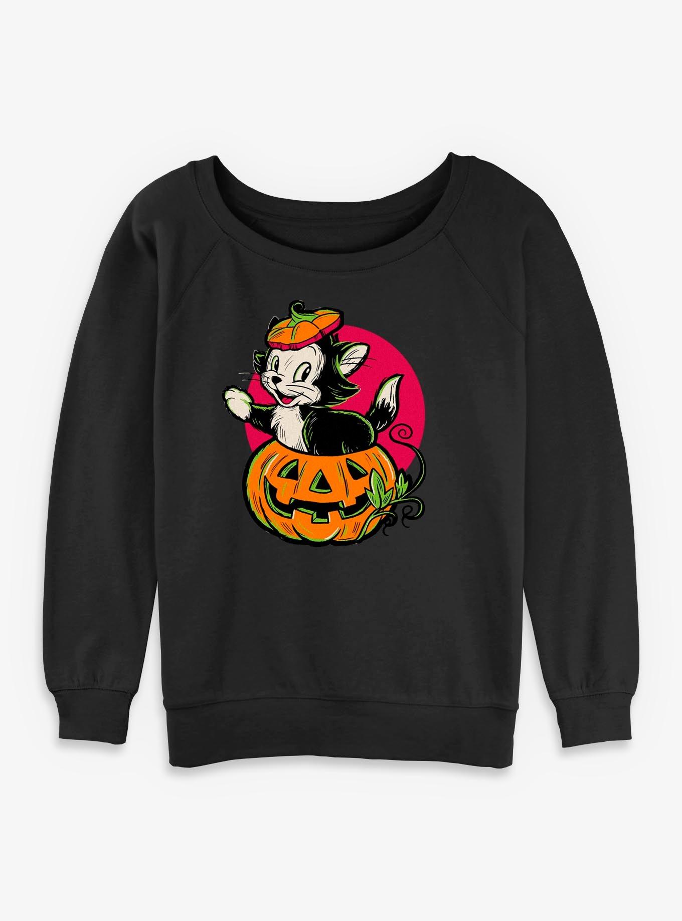 Disney Pinocchio Figaro Inside A Pumpkin Womens Slouchy Sweatshirt, BLACK, hi-res