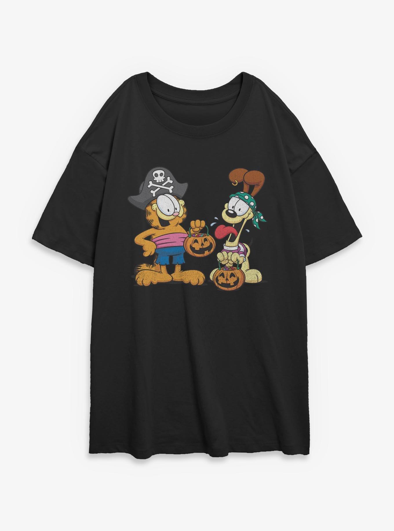 Garfield Pirate Buds Garfield and Odie Womens Oversized T-Shirt, BLACK, hi-res