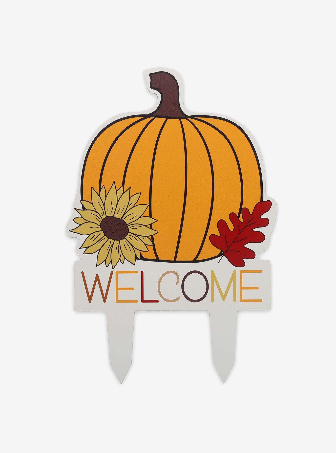 Fall Floral Pumpkin Metal Yard Stake, , hi-res