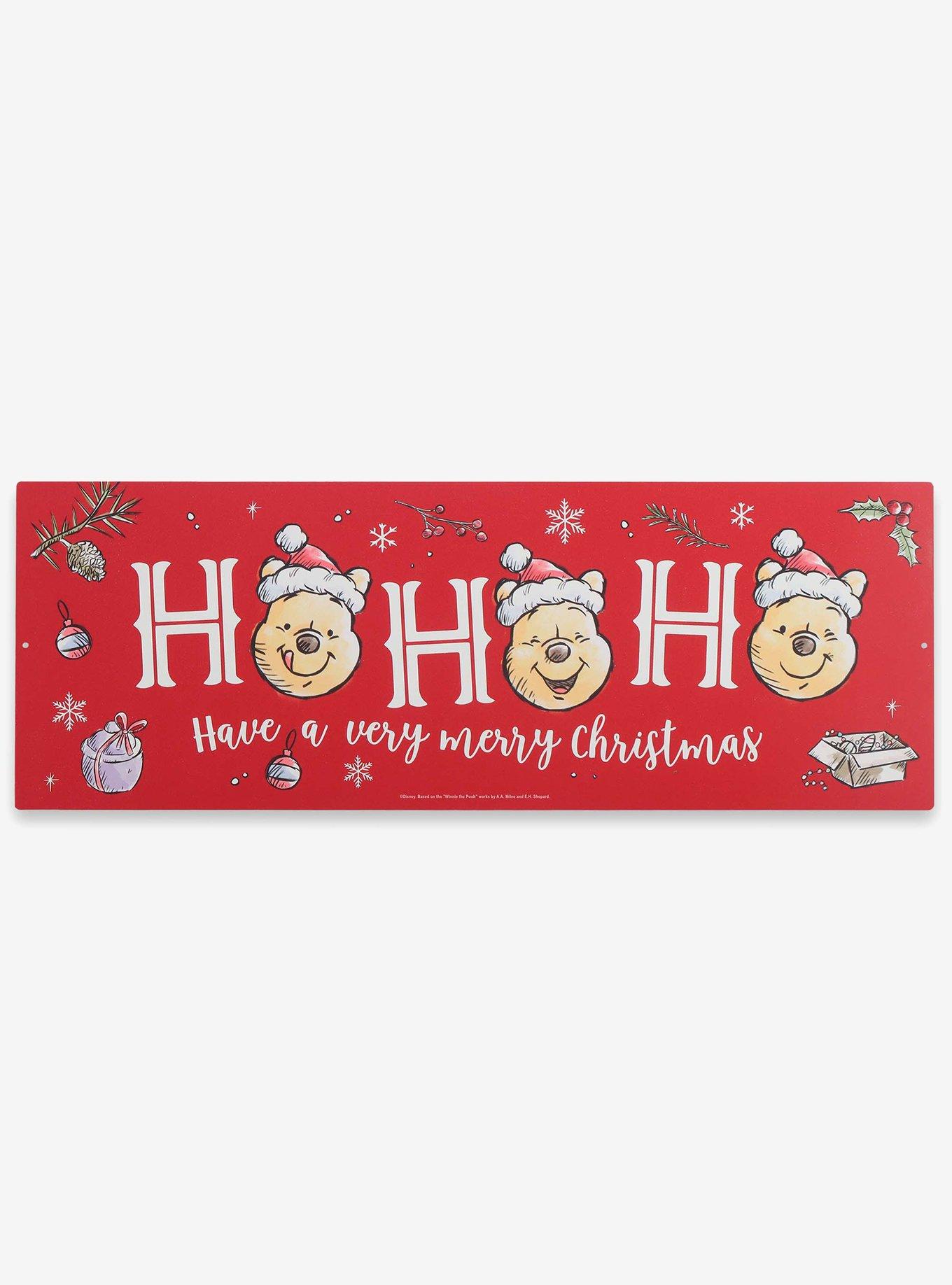 Disney Winnie The Pooh Ho Ho Ho Merry Christmas Metal Sign, , hi-res