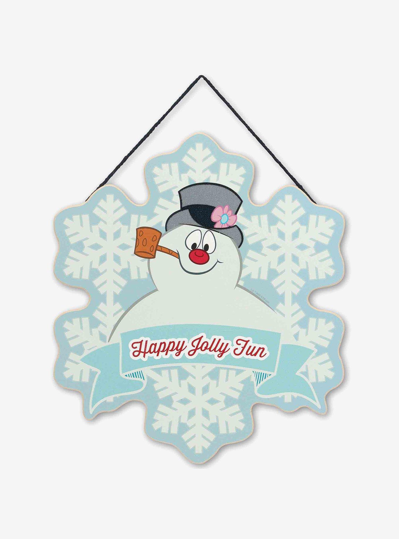Frosty The Snowman "Happy Jolly Time" Snowflake Hanging Wood Sign, , hi-res