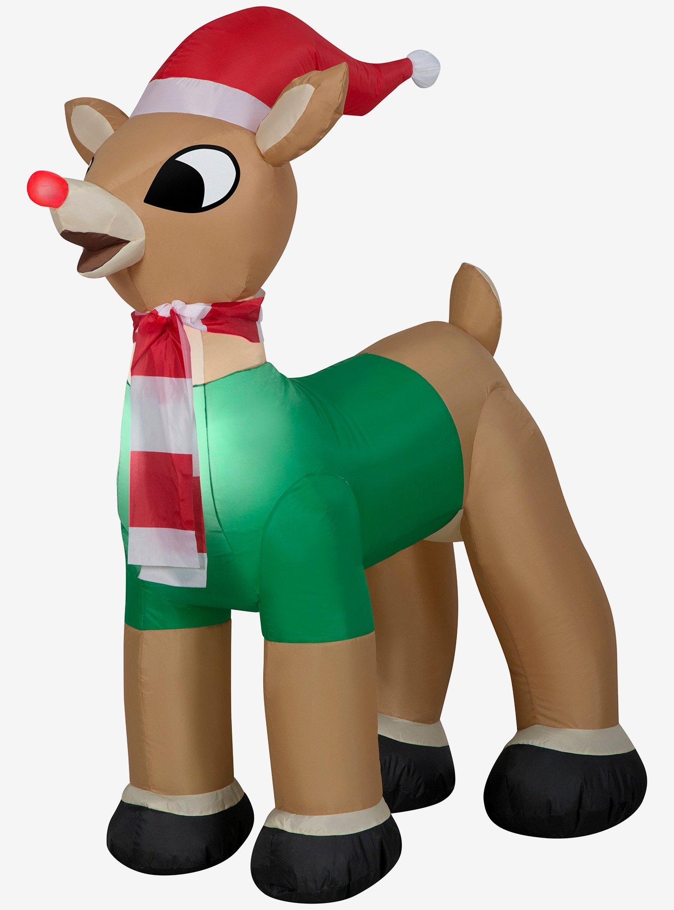 Rudolph the Red Nosed Reindeer in Santa Hat and Scarf Christmas Inflatable, , hi-res