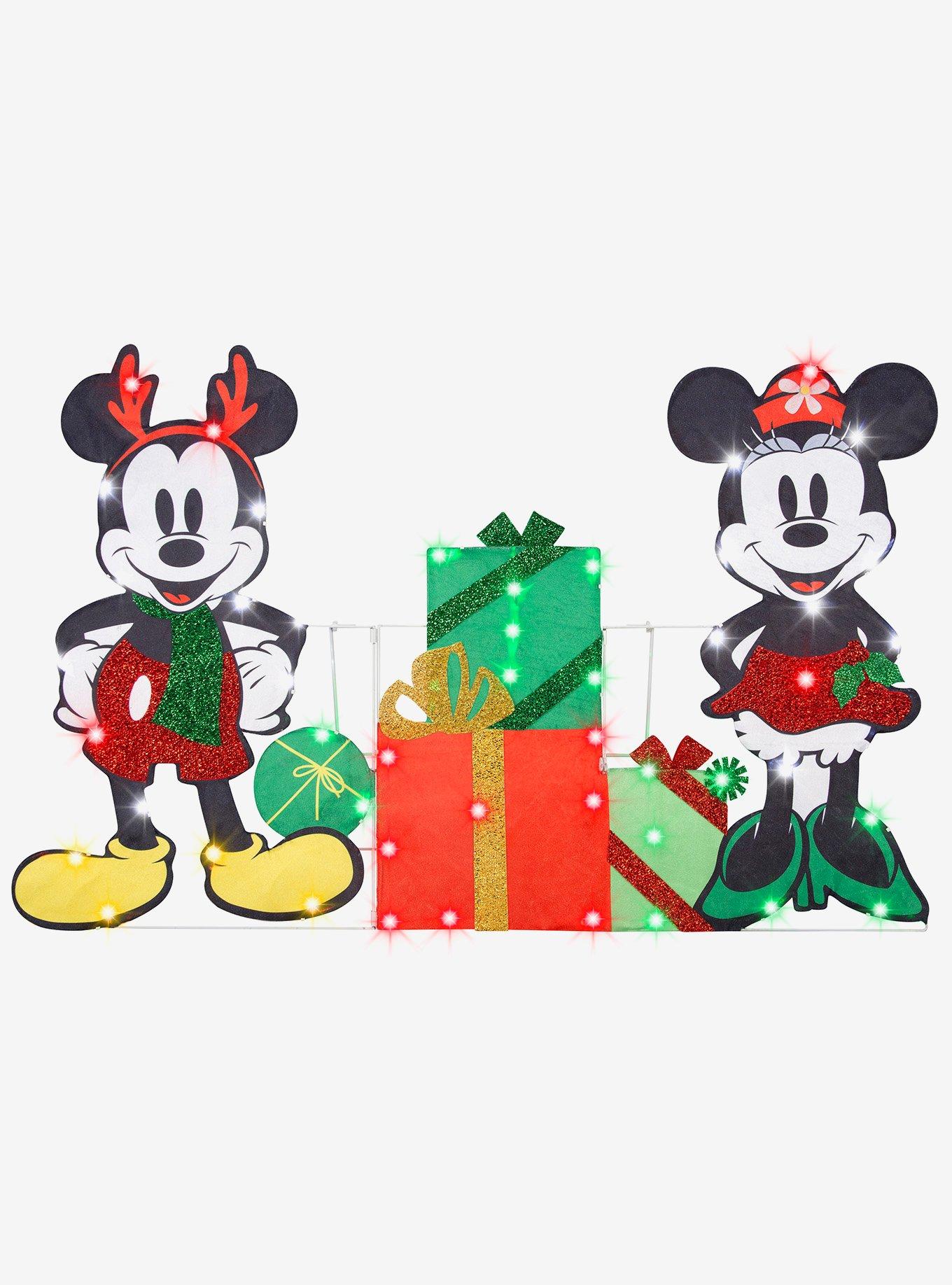 Disney Mickey Mouse Lighted KD Mickey and Minnie with Presents Scene Holiday Flat-tastics Yard Decor, , hi-res