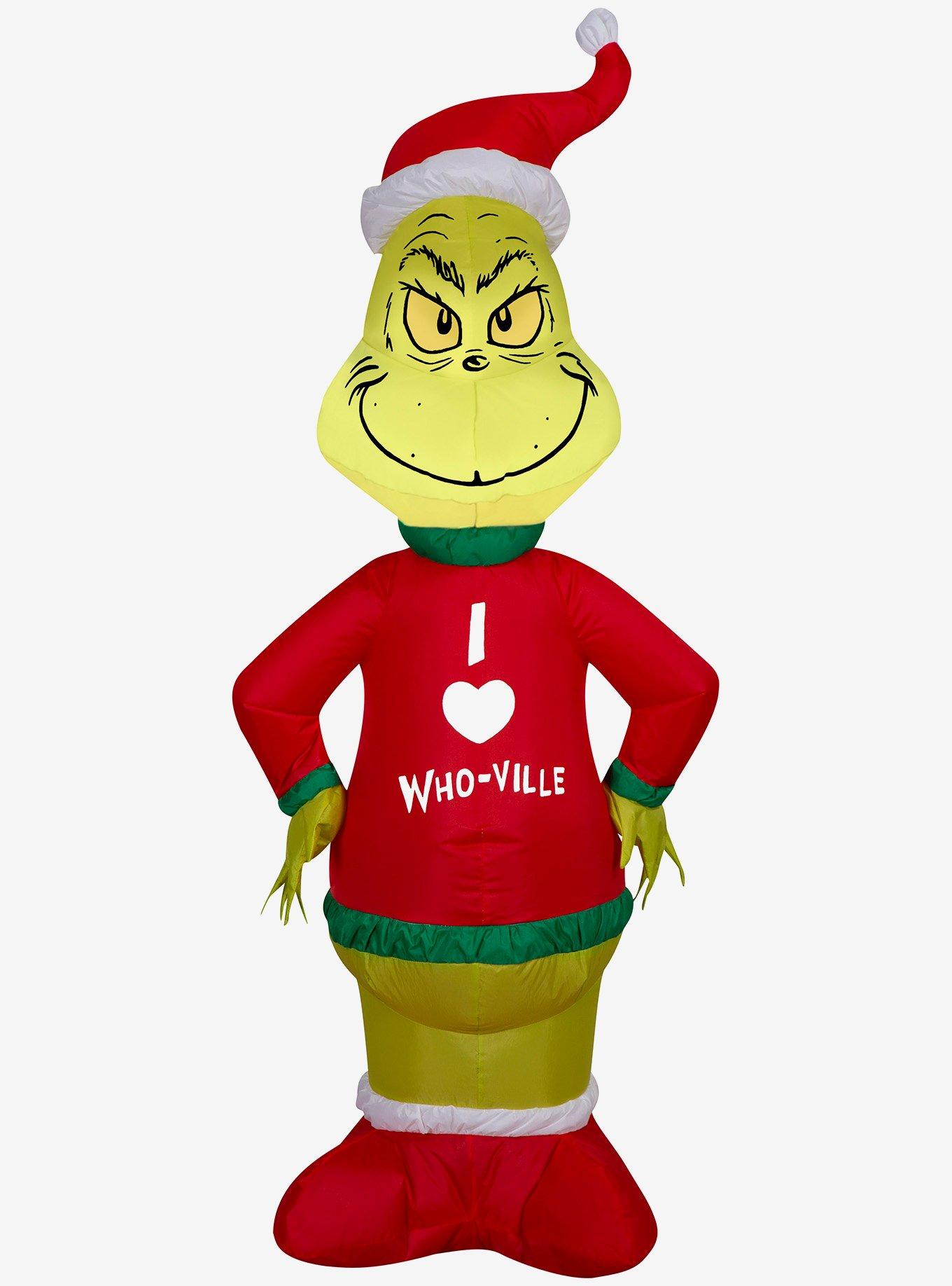 Dr. Seuss How The Grinch Stole Christmas Grinch in Who Ville Sweater Christmas Airblown Inflatable, , hi-res
