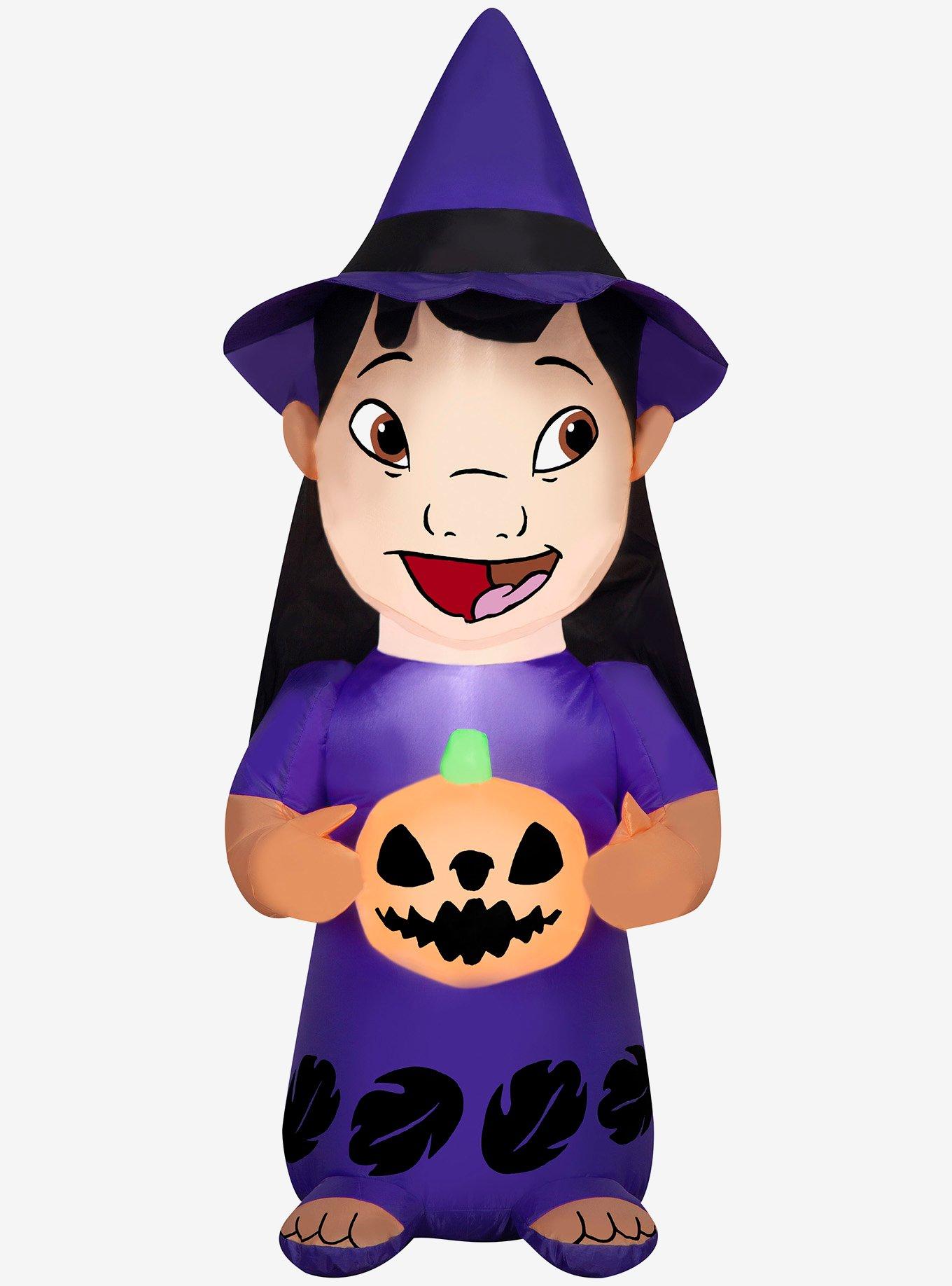 Disney Lilo and Stitch Lilo with Witch Hat and Pumpkin Airblown Inflatable, , hi-res