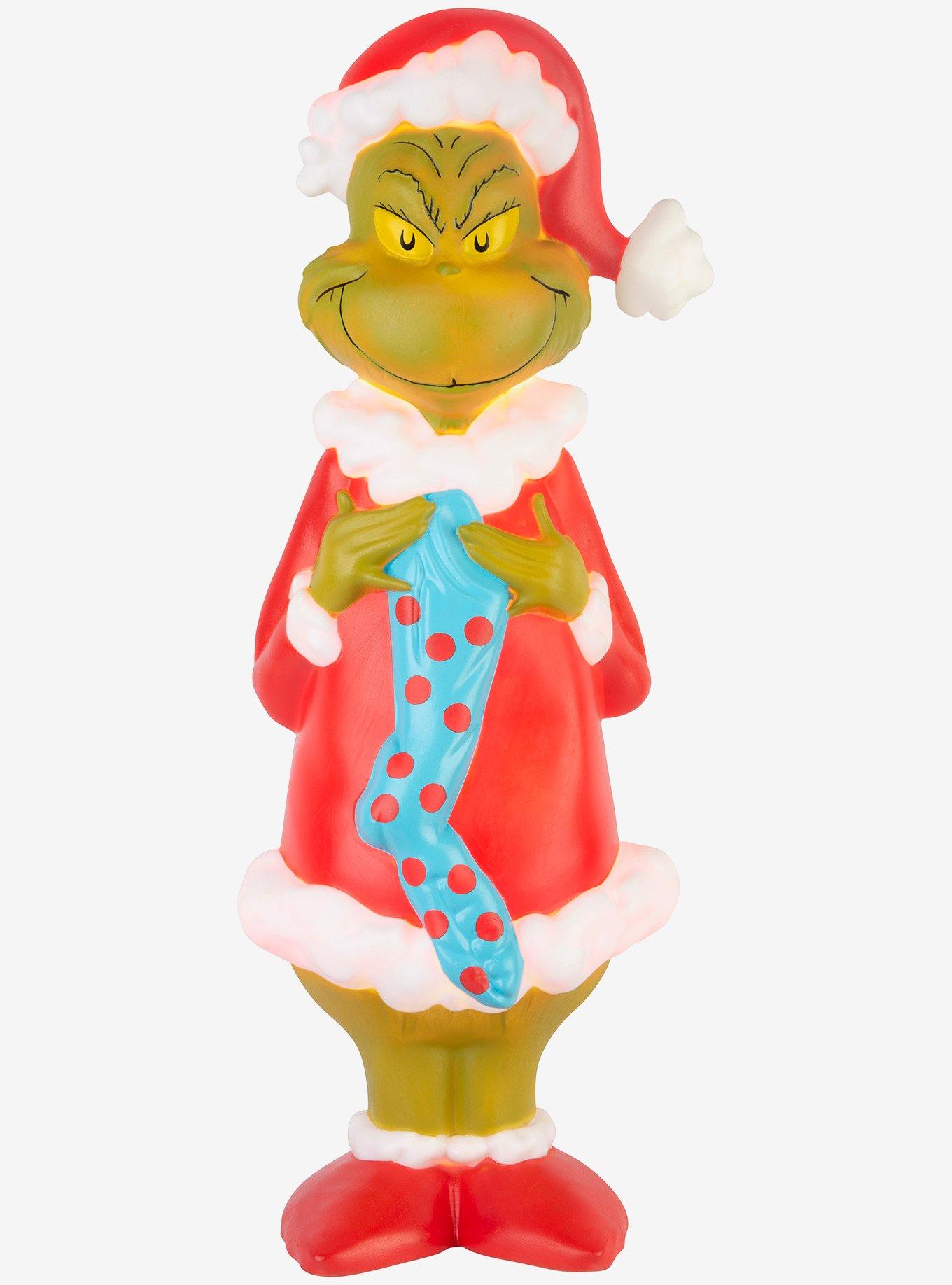 Dr. Seuss How The Grinch Stole Christmas Grinch with Seussian Style Stocking Lighted Blow Mold Outdoor Decor, , hi-res