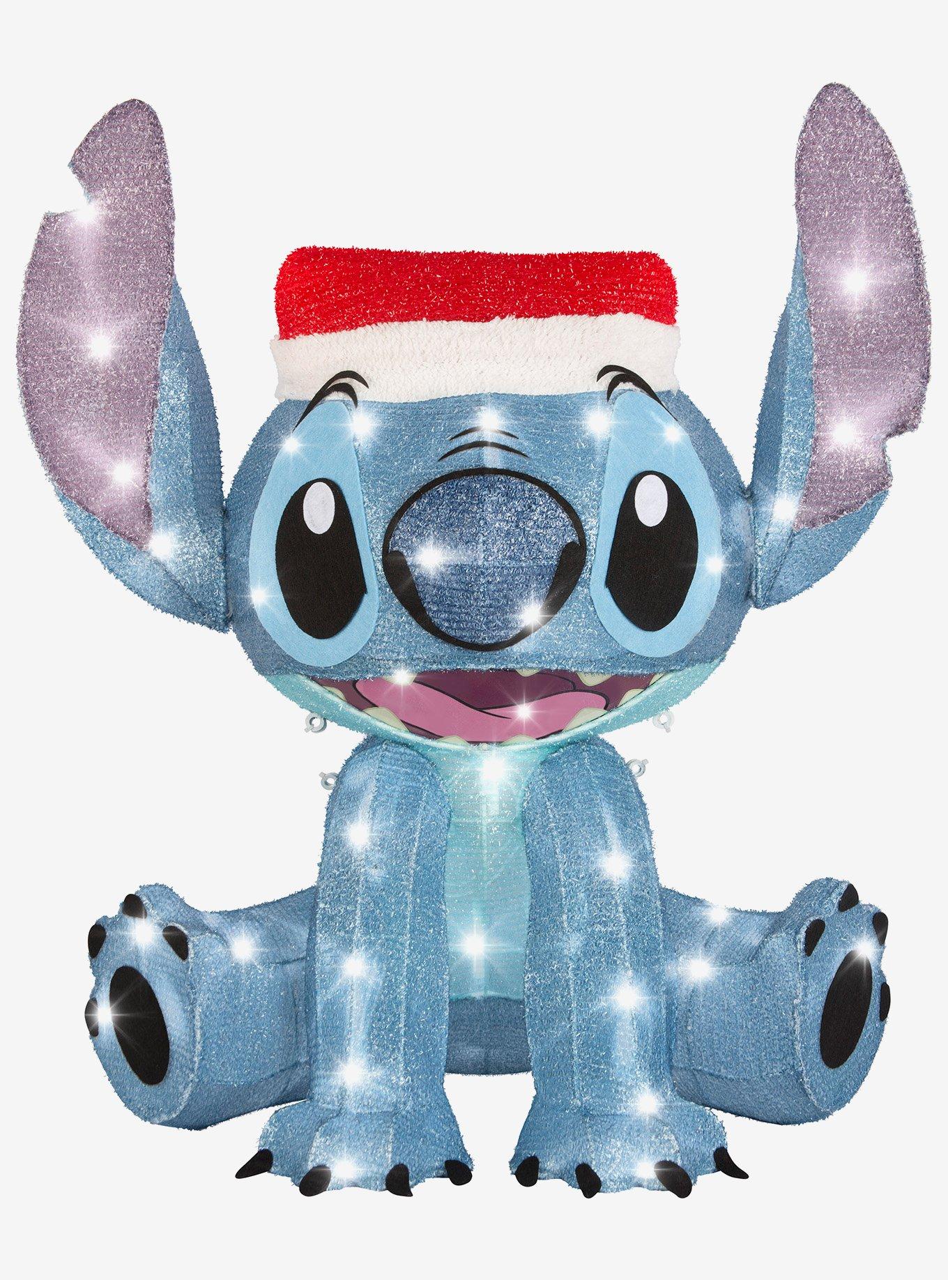 Disney Lilo and Stitch Stitch with Santa Hat Lighted Tinsel Sculpture, , hi-res