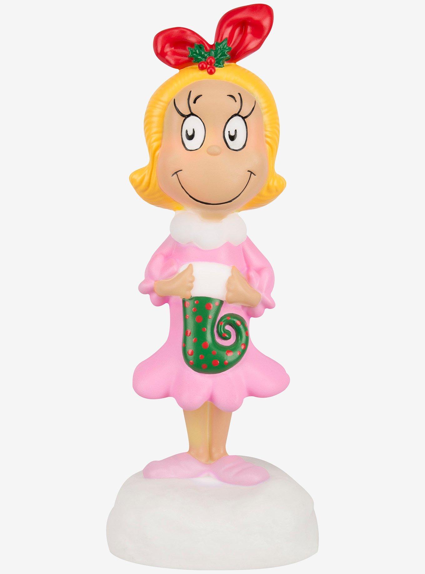 Dr. Seuss How The Grinch Stole Christmas Grinch Cindy Lou Who with Stocking Lighted Blow Mold Decor, , hi-res
