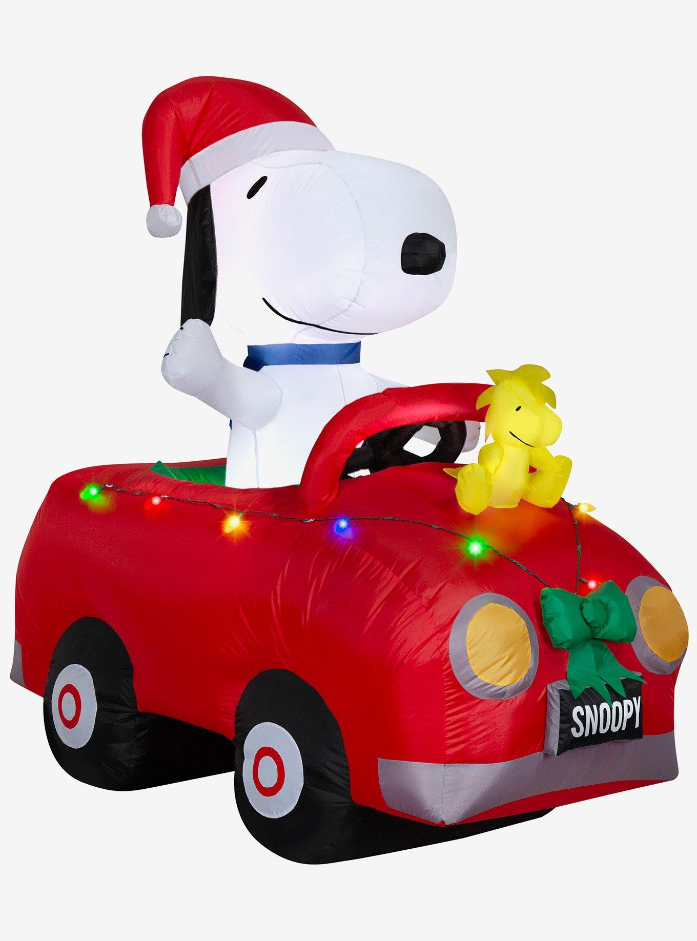 Peanuts Snoopy and Woodstock in Car with Christmas Lights Scene Airblown Inflatable, , hi-res
