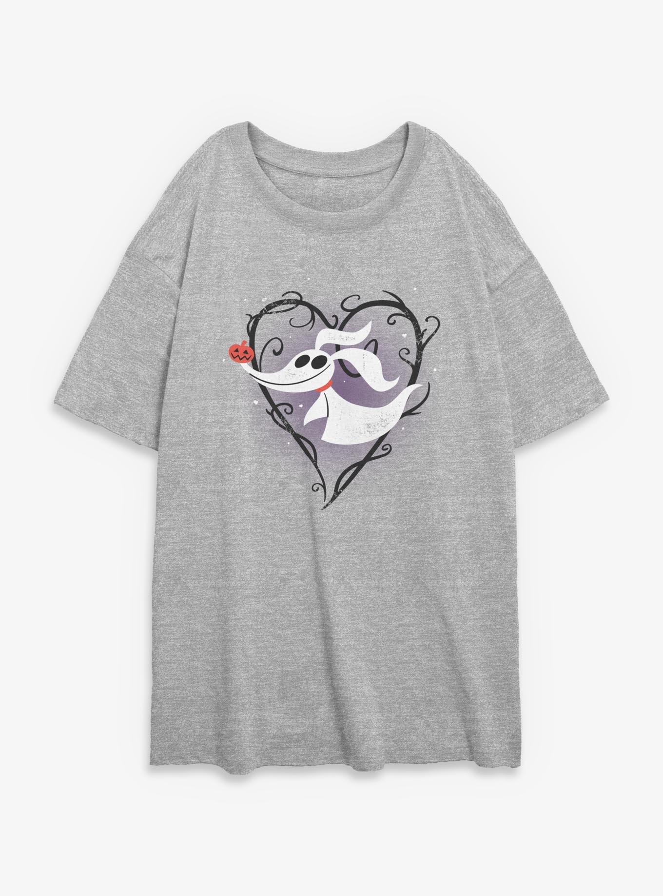 The Nightmare Before Christmas Zero Heart Womens Oversized T-Shirt, ATH HTR, hi-res