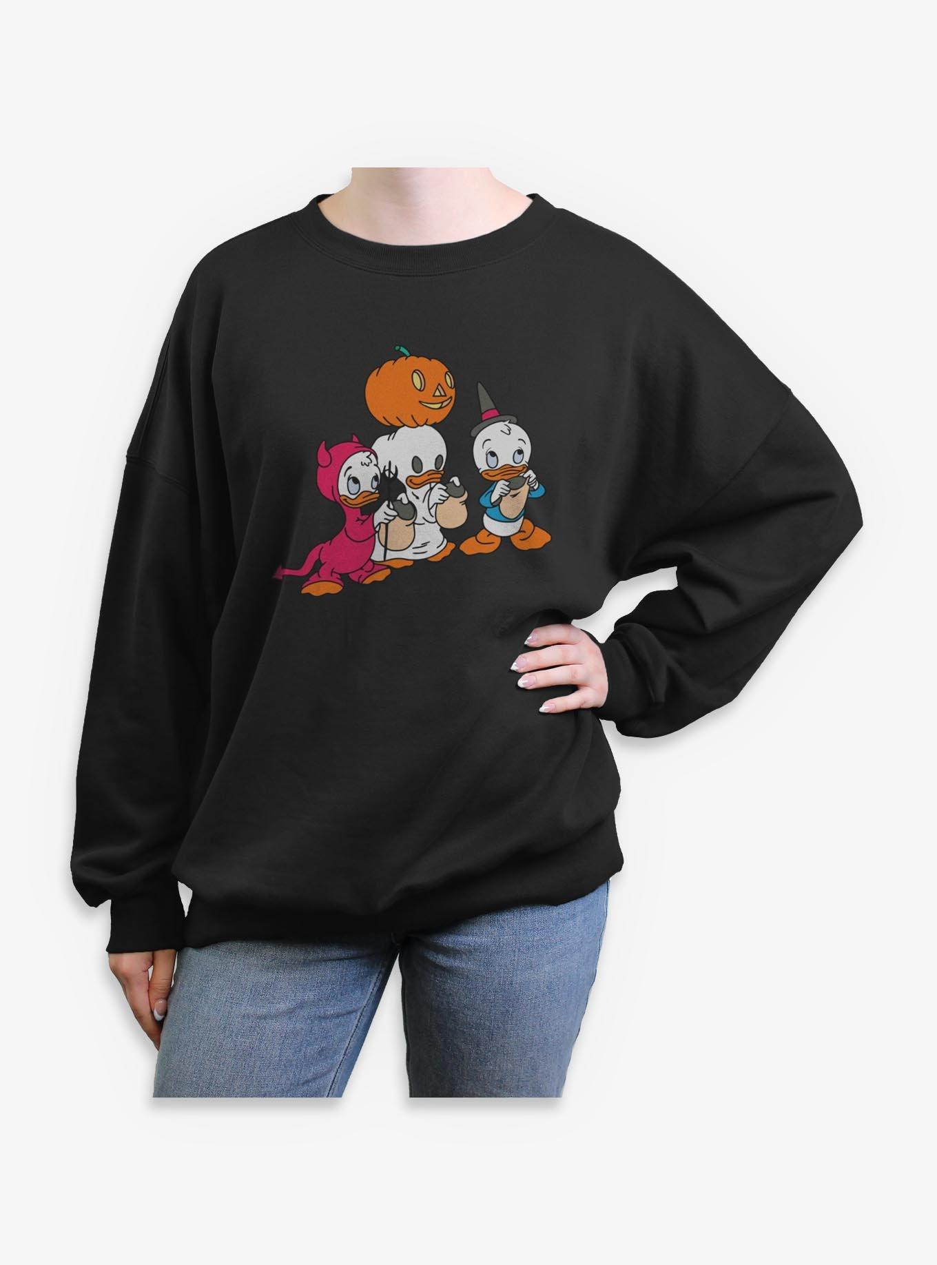Disney Ducktales Huey Dewey Louie Trick Or Treating  Womens Oversized Sweatshirt, , hi-res