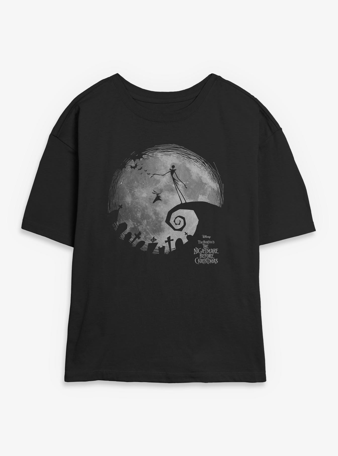The Nightmare Before Christmas Moon Shadow Womens Skimmer T-Shirt, BLACK, hi-res