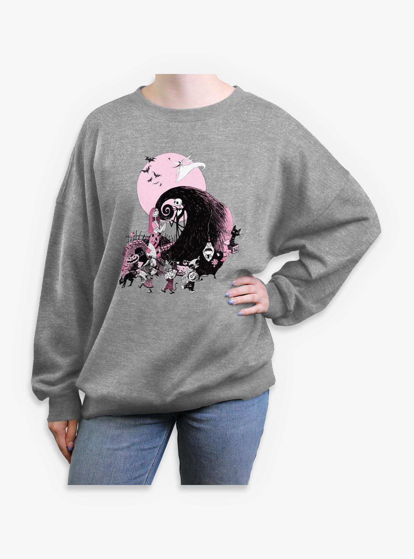 The Nightmare Before Christmas Classic Scene Group Womens Oversized Sweatshirt, , hi-res
