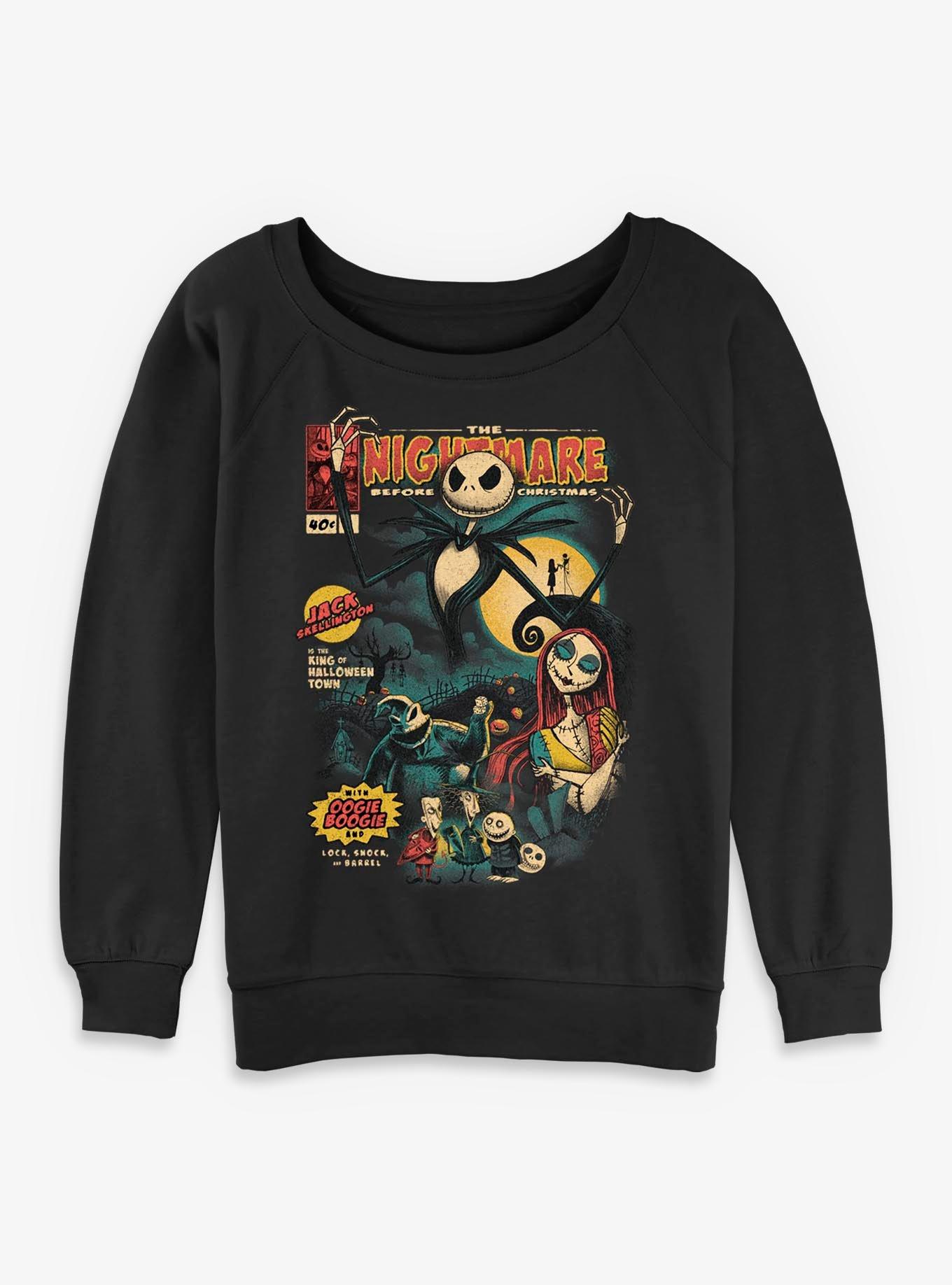The Nightmare Before Christmas Comic Cover Style Womens Slouchy Sweatshirt, , hi-res