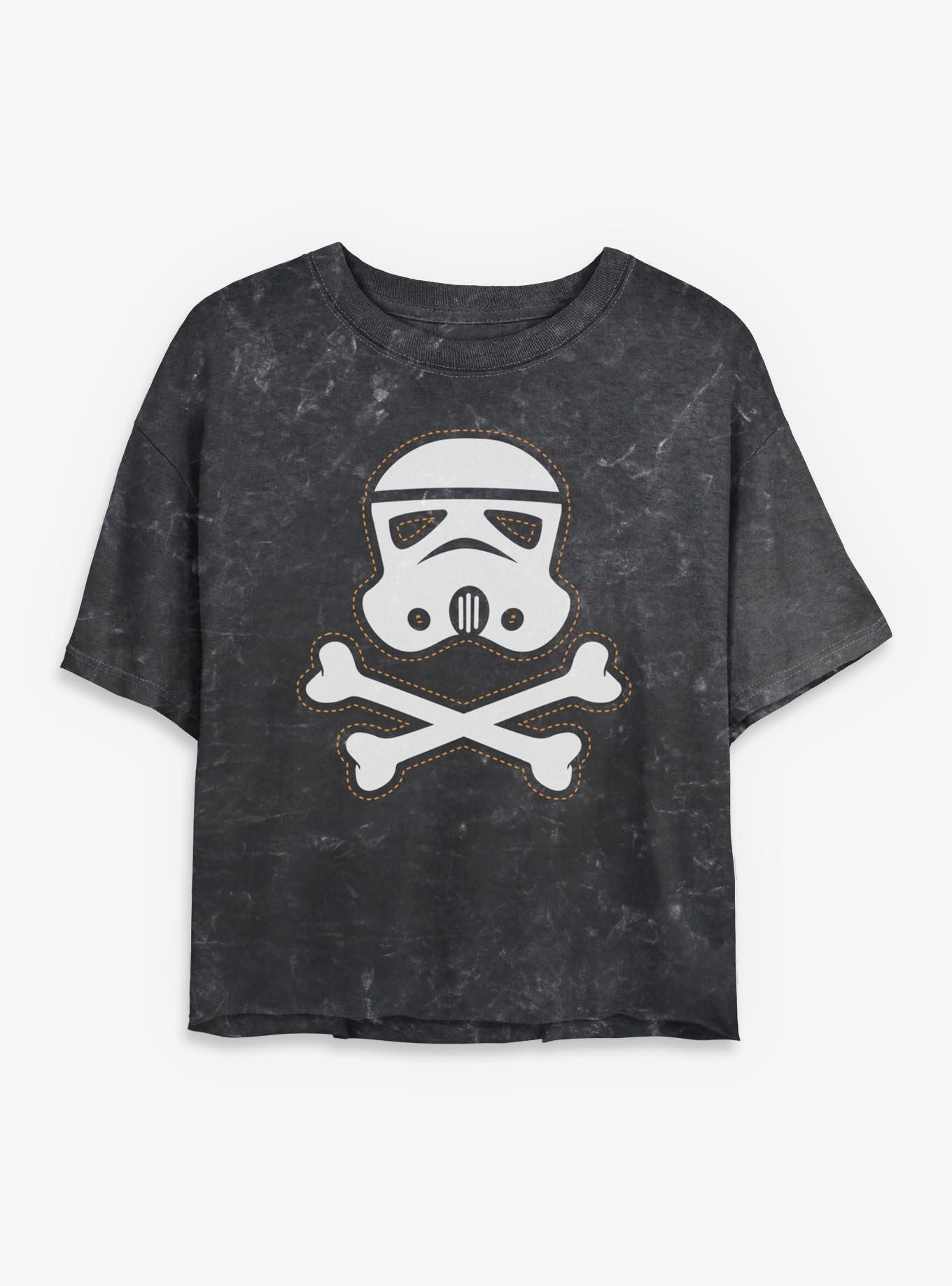 Star Wars Trooper Skull Patch Mineral Wash Womens Crop T-Shirt, , hi-res