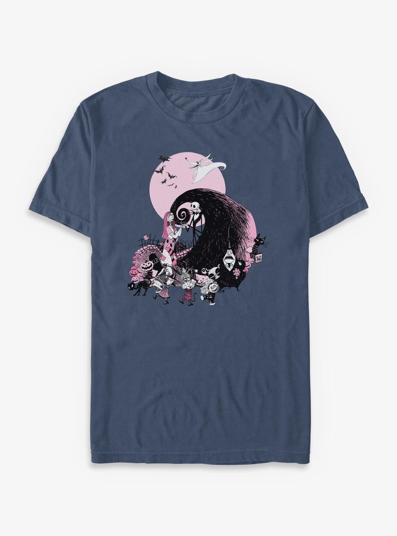 The Nightmare Before Christmas Classic Scene Group Garment Dye T-Shirt, , hi-res