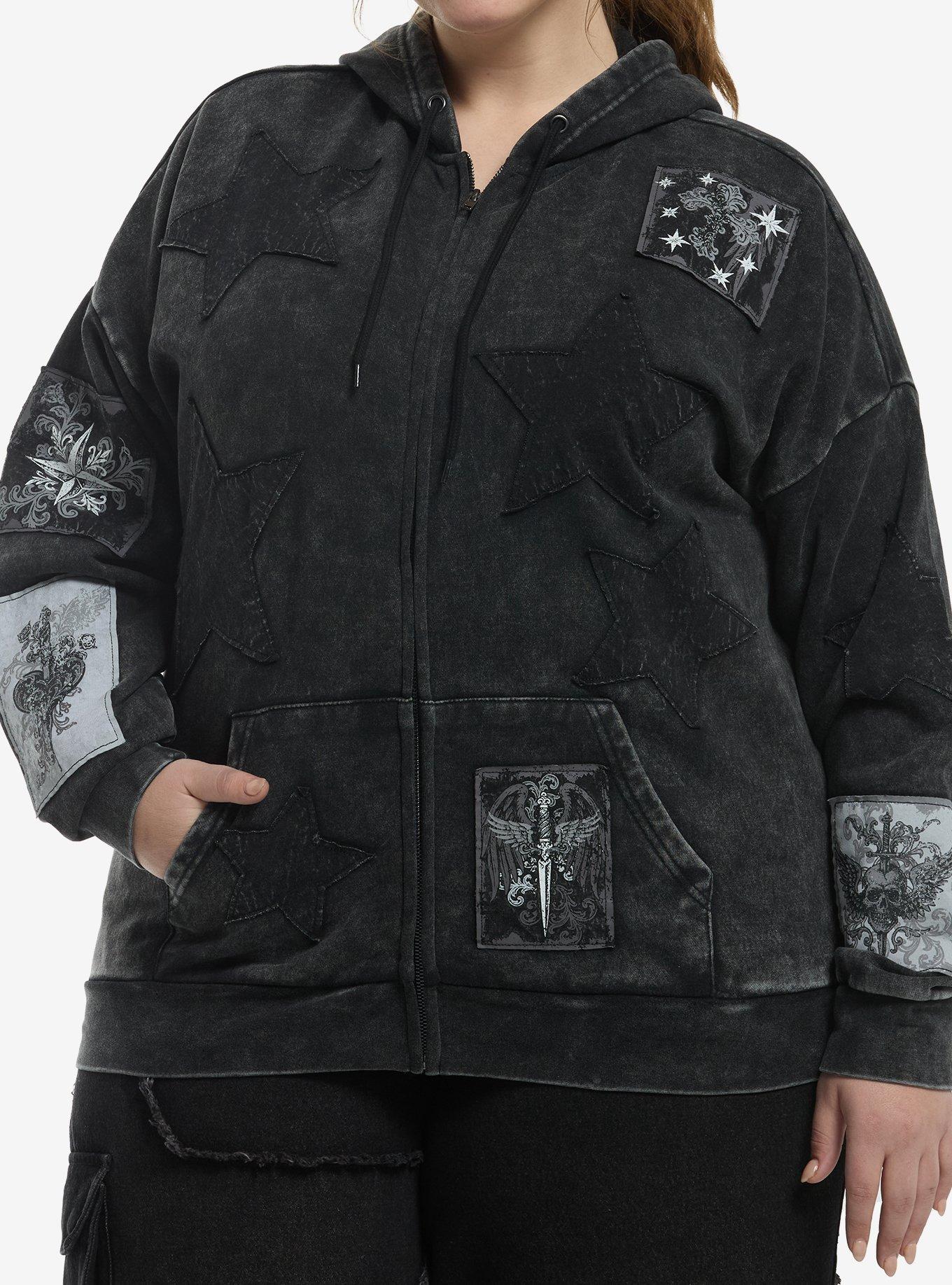 Social Collision Dark Star Patch Girls Hoodie Plus Size | Hot Topic