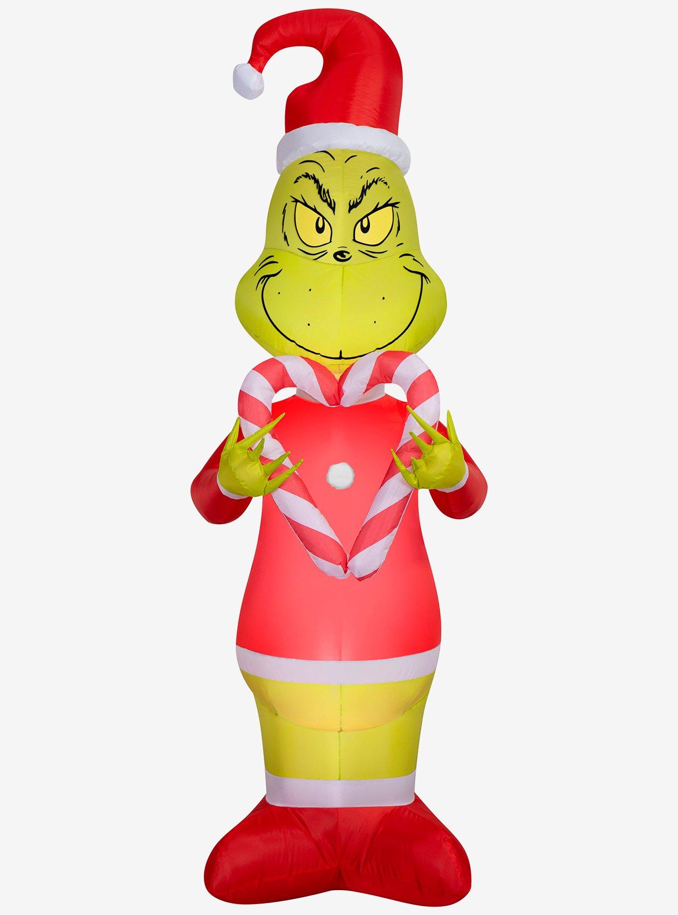 Dr. Seuss How The Grinch Stole Christmas Grinch Holding Candy Cane Hearts Airblown Inflatable, , hi-res