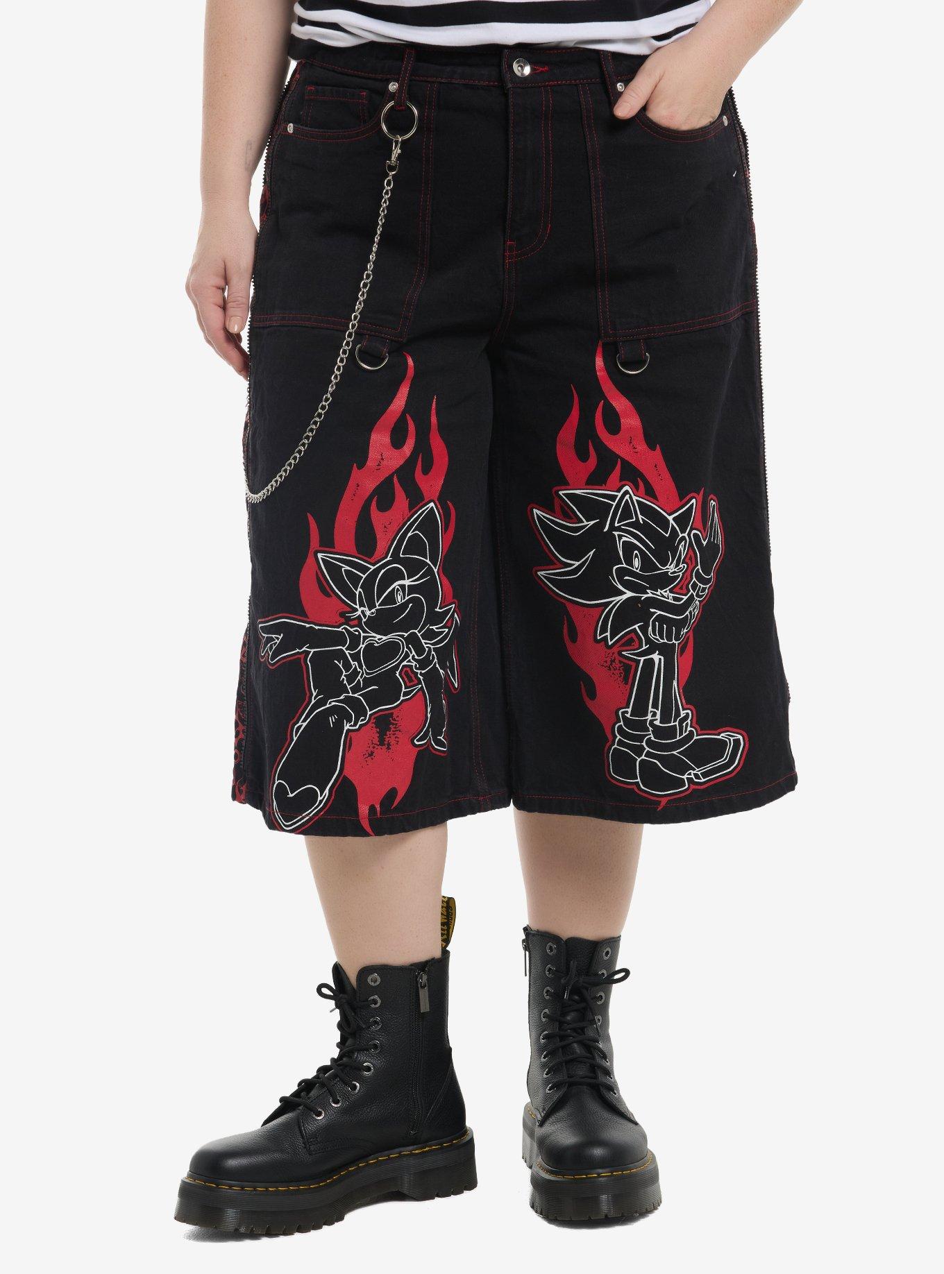 Sonic The Hedgehog Shadow & Rouge Jorts With Side Chain Plus Size, , hi-res