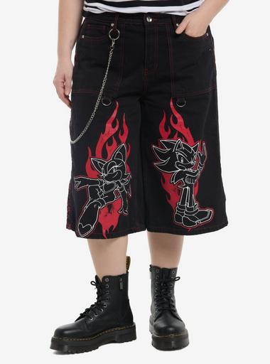 Sonic The Hedgehog Shadow & Rouge Jorts With Side Chain Plus Size