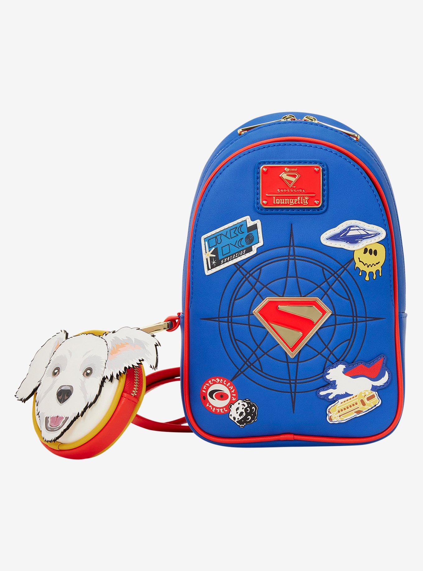 Loungefly DC Comics Supergirl Patches Crossbody Sling Bag with Krypto Coin Purse, , hi-res