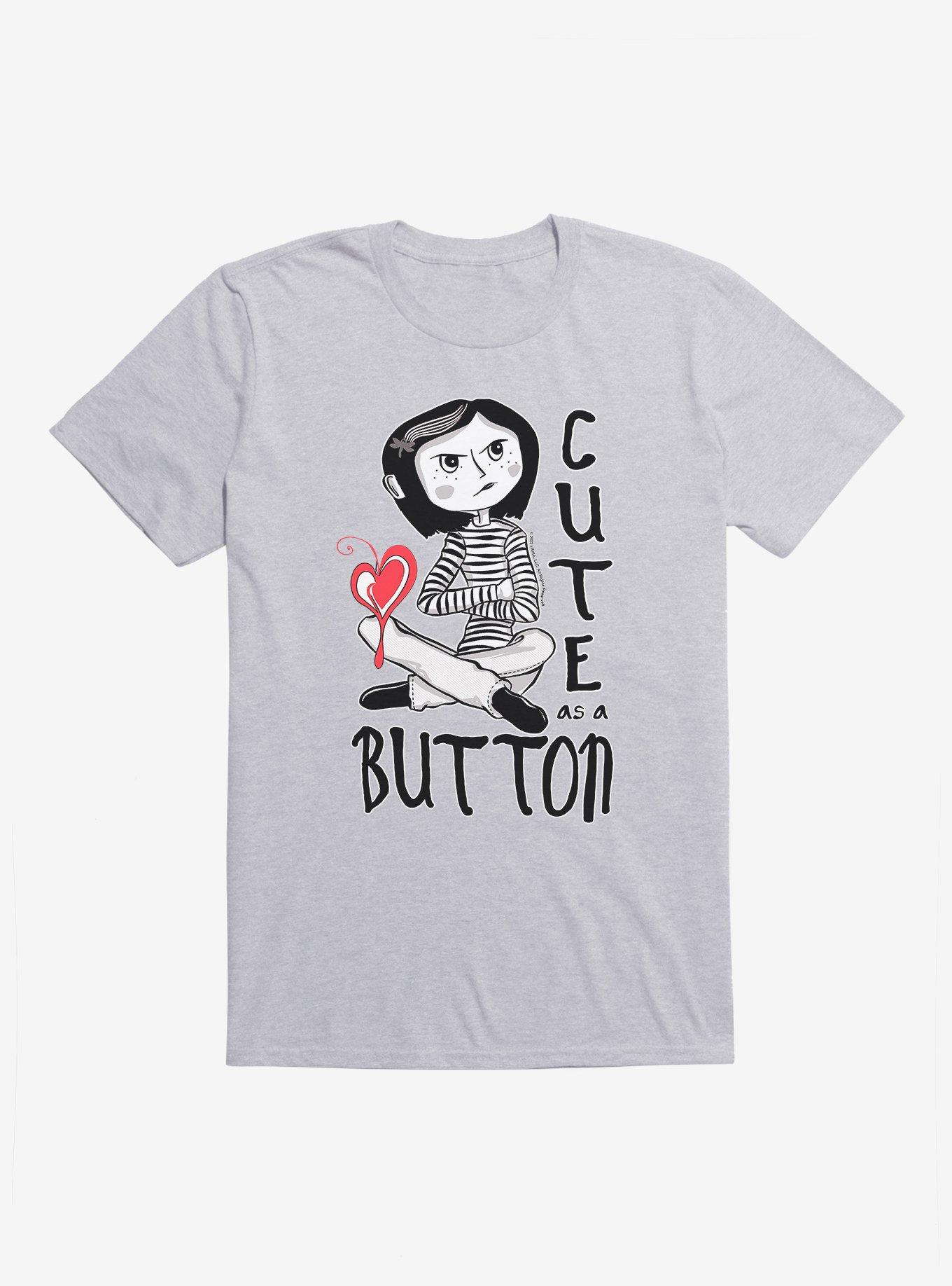 Coraline Cute As A Button T-Shirt, HEATHER GREY, hi-res view 1