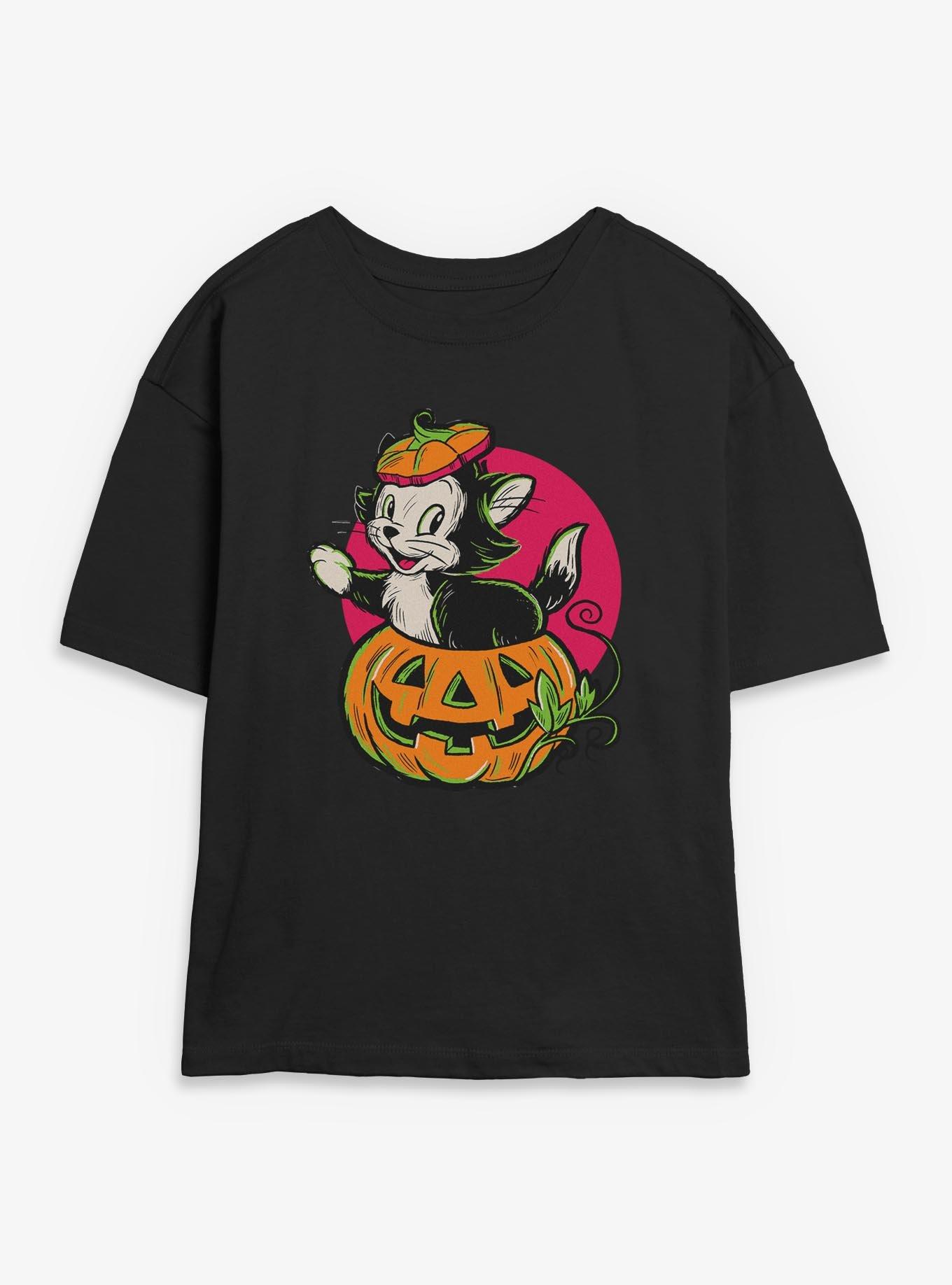 Disney Mickey Mouse Figaro Inside A Pumpkin Girls Skimmer T-Shirt, , hi-res