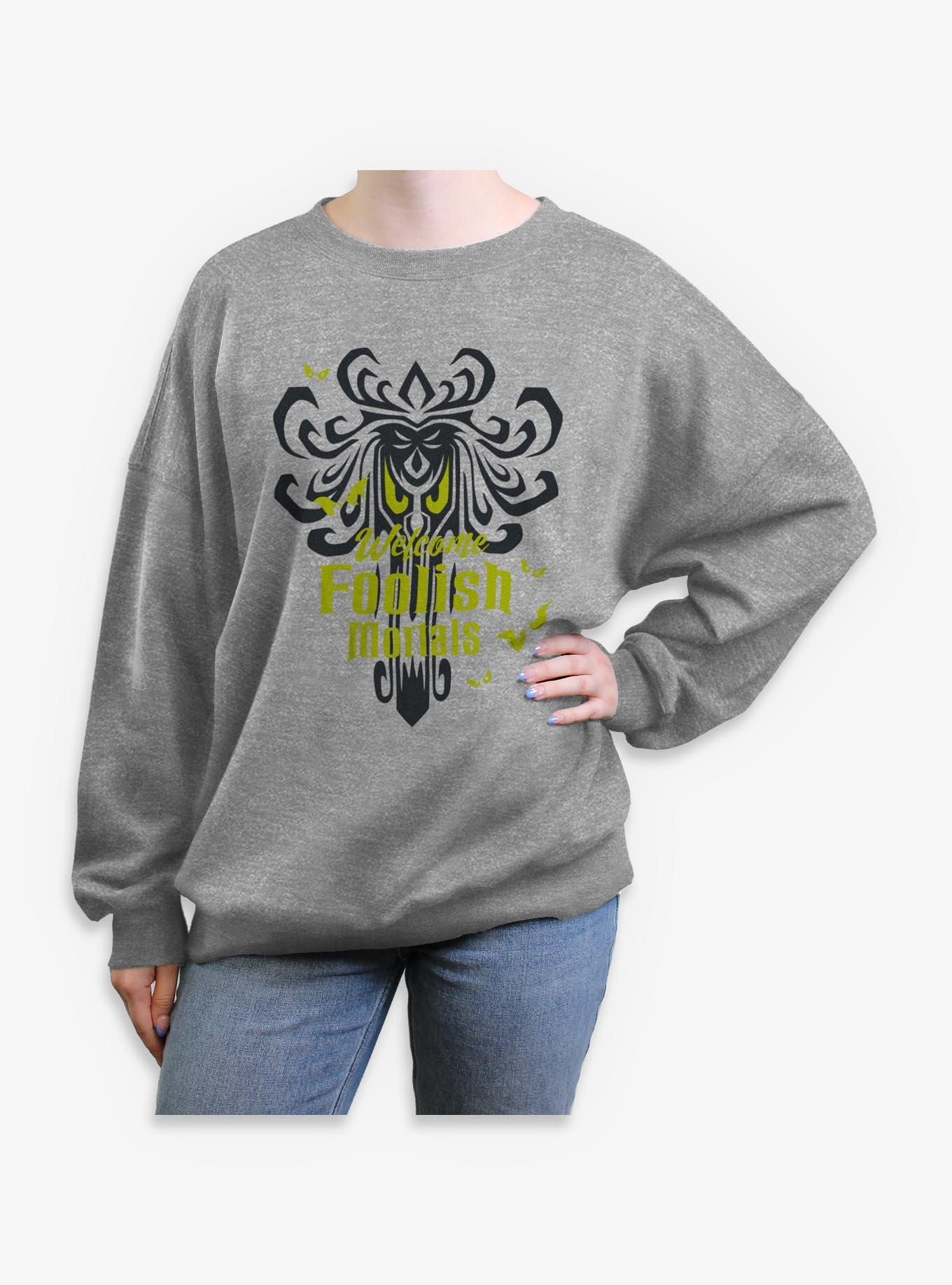 Disney The Haunted Mansion Eyes Foolish Mortals Girls Oversized Sweatshirt, HEATHER GR, hi-res