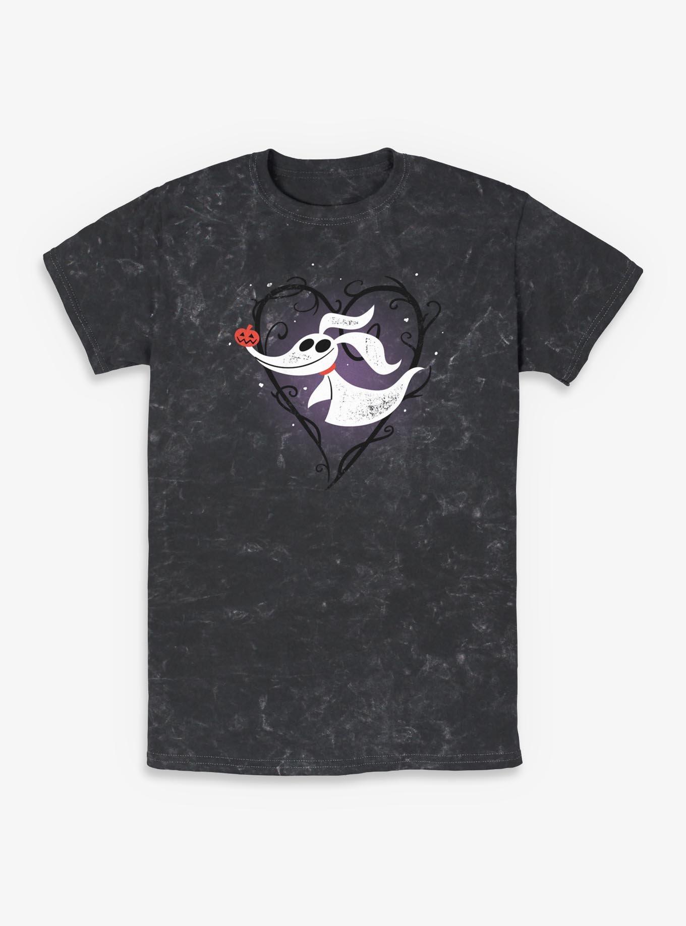 Disney The Nightmare Before Christmas Zero Pumpkin Nose Mineral Wash T-Shirt, BLACK, hi-res