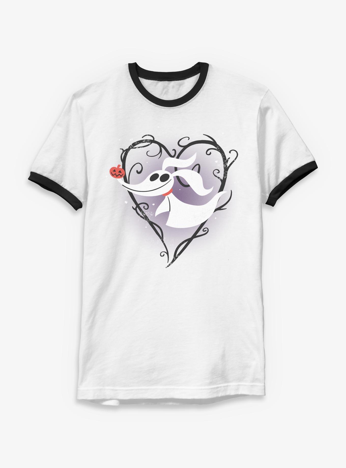 Disney The Nightmare Before Christmas Zero Pumpkin Nose Ringer T-Shirt, WHTBLK, hi-res