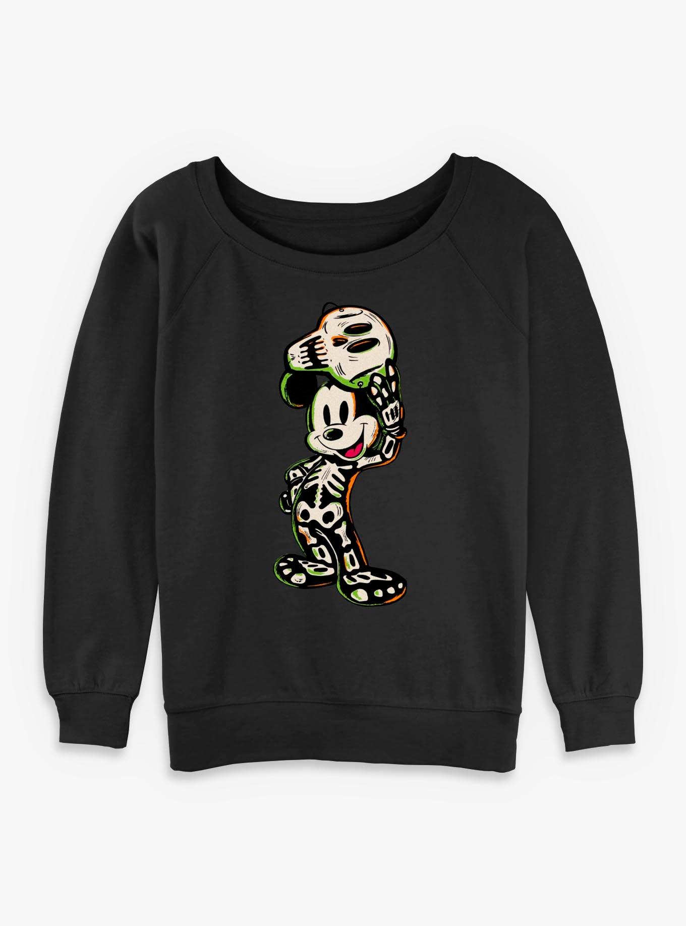 Disney Mickey Mouse Halloween Skeleton Girls Slouchy Sweatshirt, , hi-res