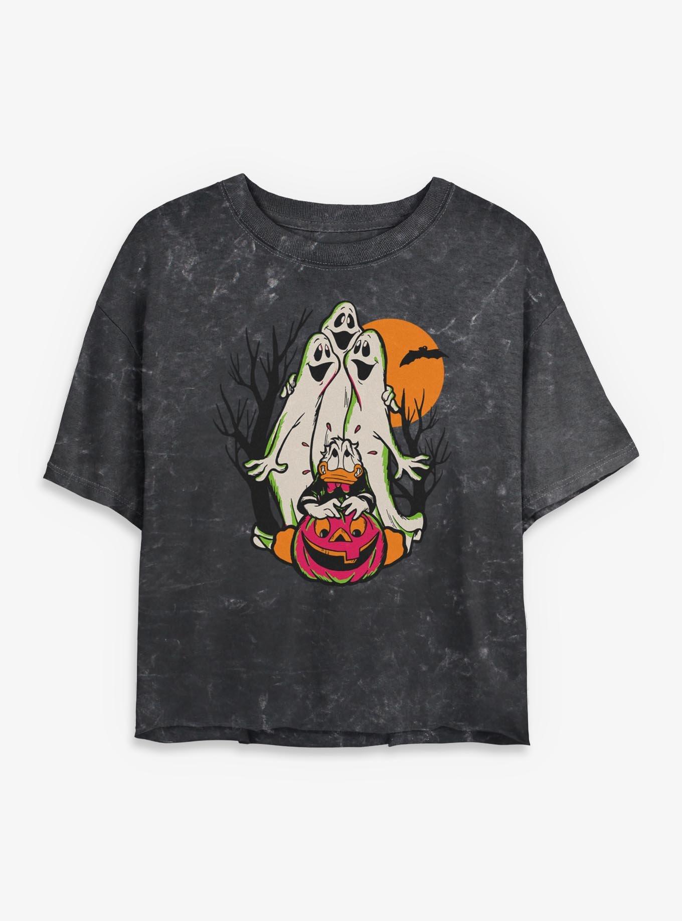 Disney Donald Duck Halloween Spooky Ghosts Girls Mineral Wash Crop T-Shirt, , hi-res