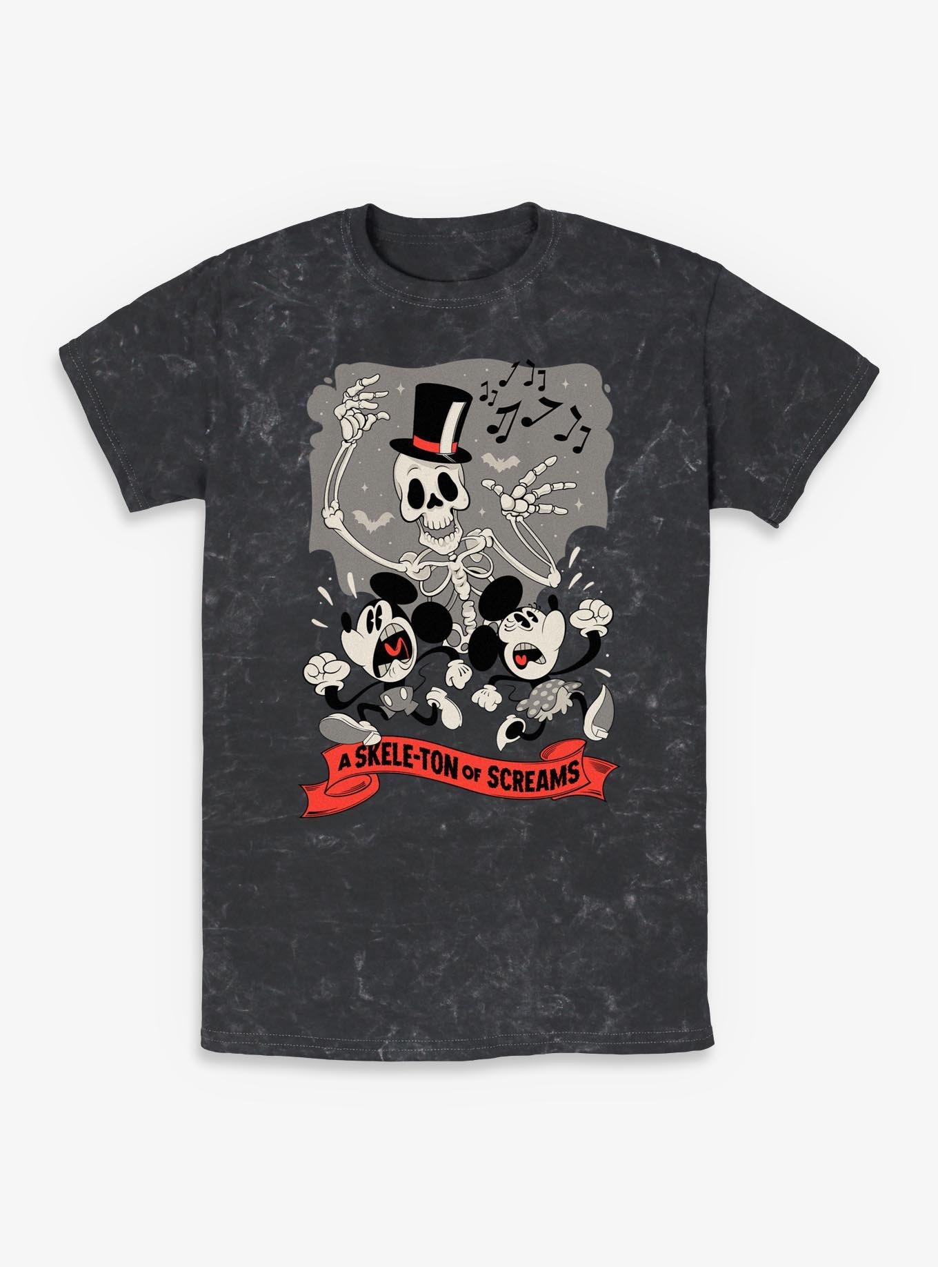 Disney Mickey Mouse & Minne Mouse A Skele-Ton of Screams Mineral Wash T-Shirt, , hi-res