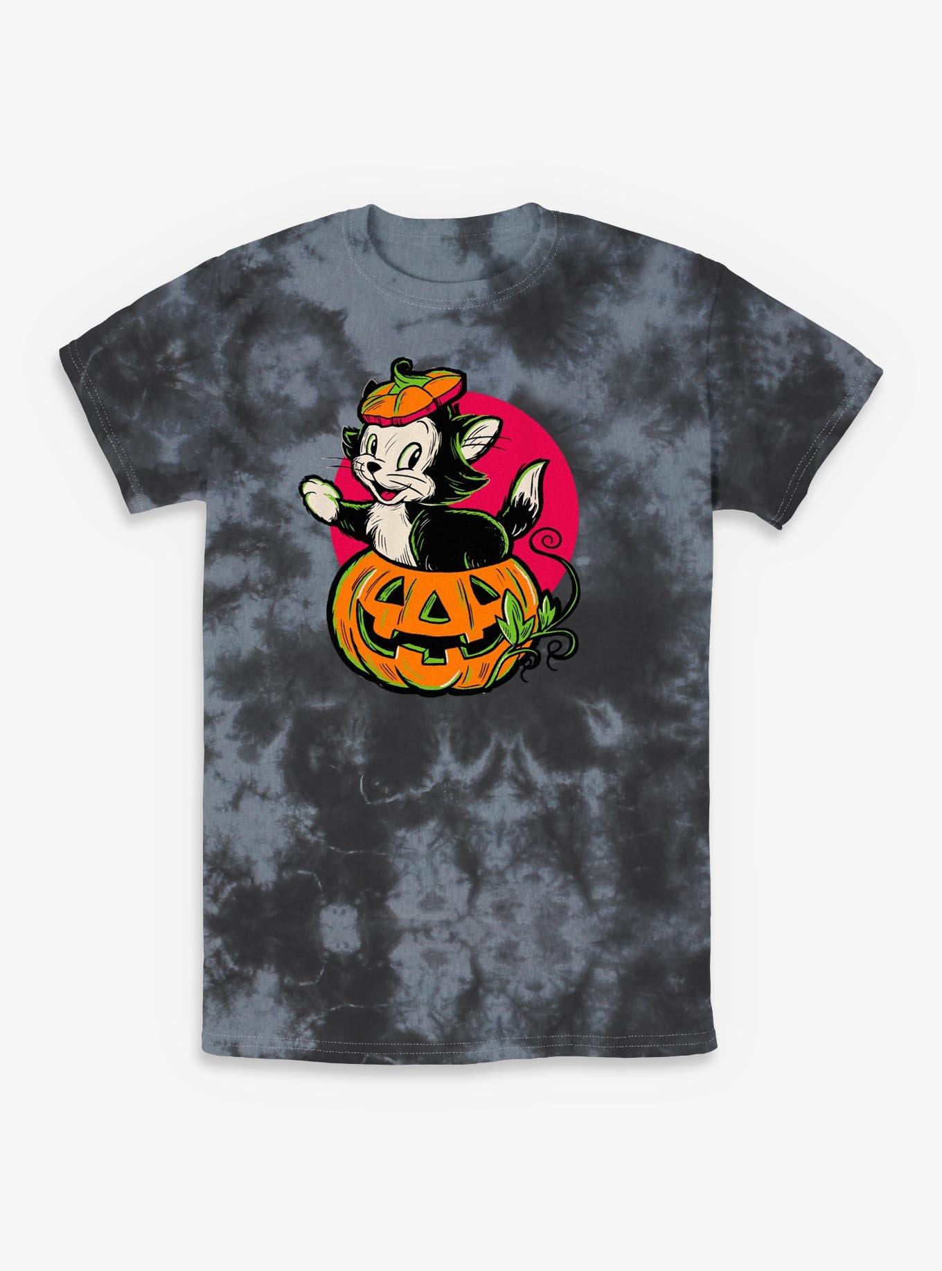 Disney Mickey Mouse Figaro Inside A Pumpkin Tie-Dye T-Shirt, , hi-res