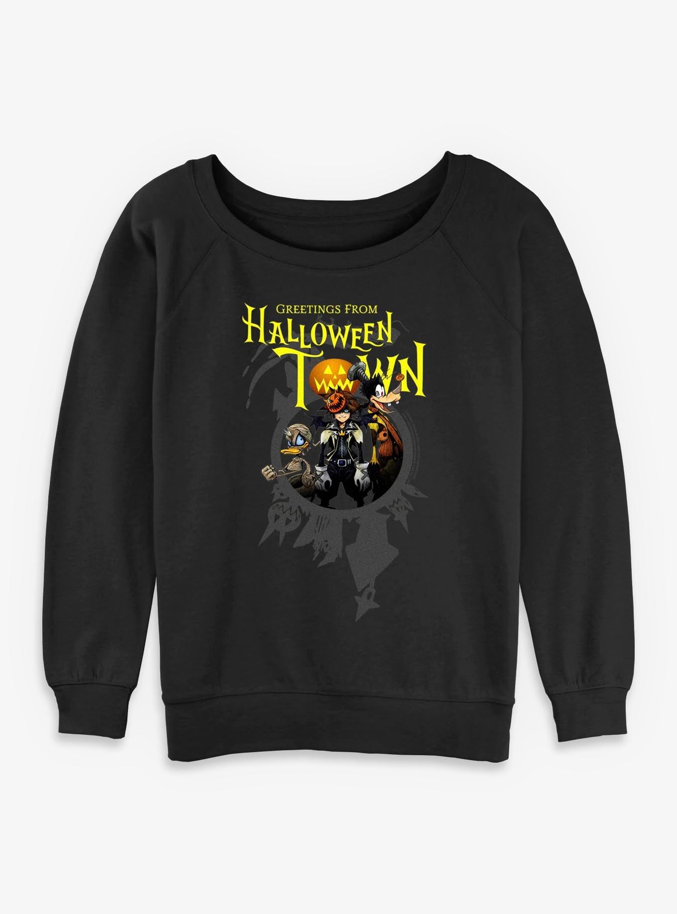 Disney Kingdom Hearts Greetings From Halloween Town Girls Slouchy Sweatshirt, , hi-res