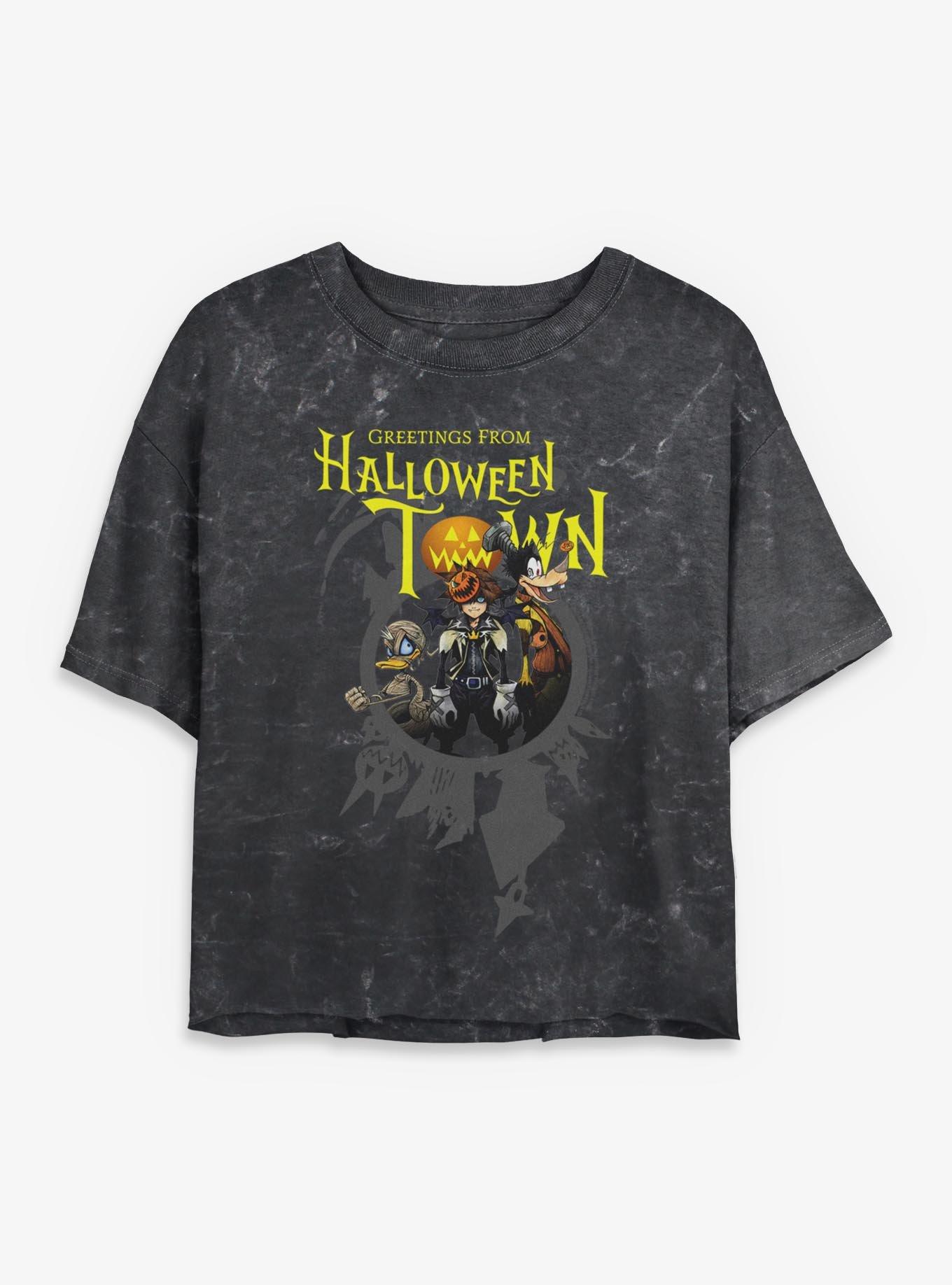 Disney Kingdom Hearts Greetings From Halloween Town Girls Mineral Wash Crop T-Shirt, , hi-res