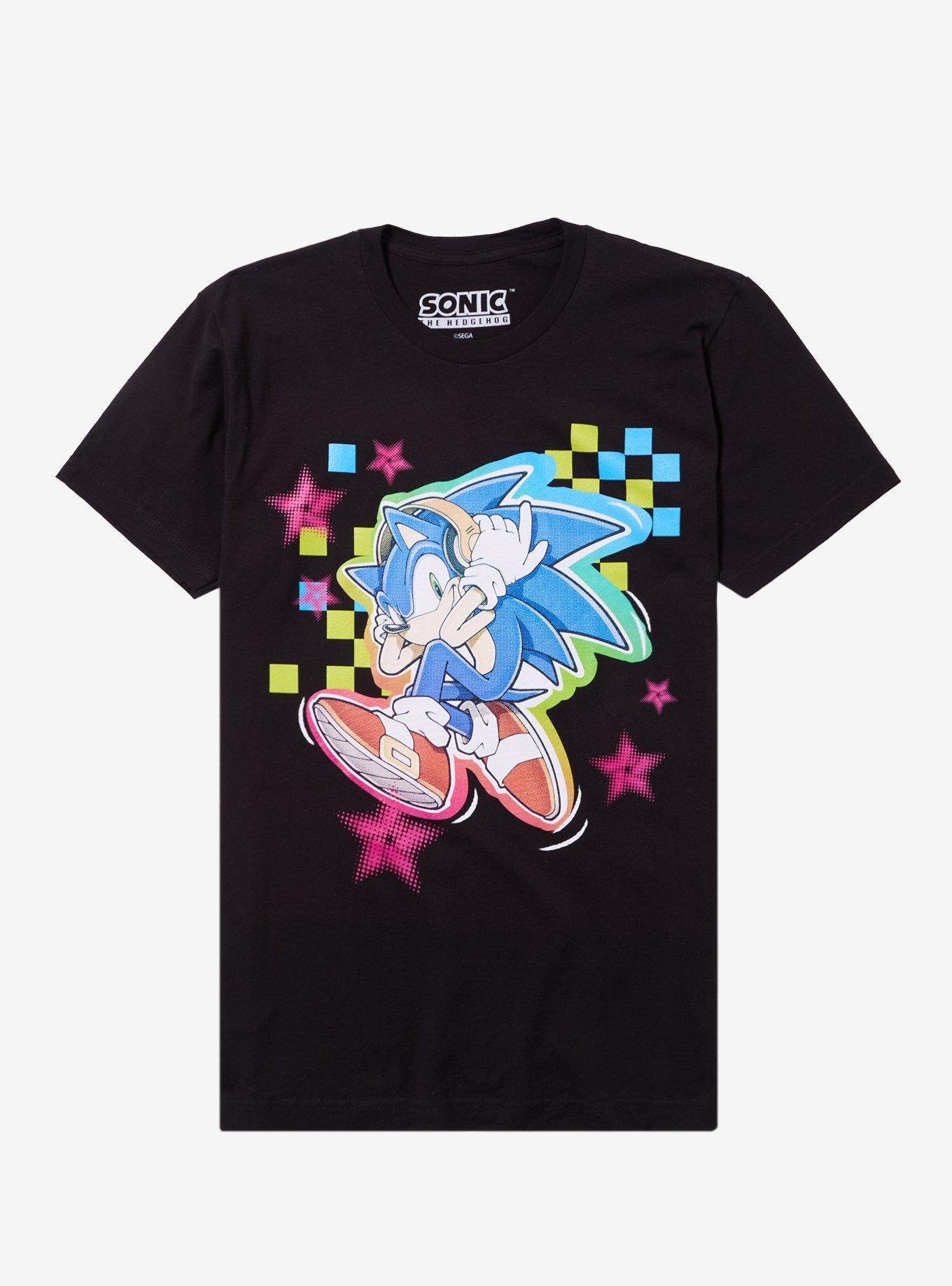 Sonic The Hedgehog Headphones Rainbow Checkered T-Shirt, , hi-res