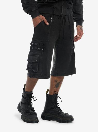 Utility Snap Button Fleece Cargo Shorts | Hot Topic