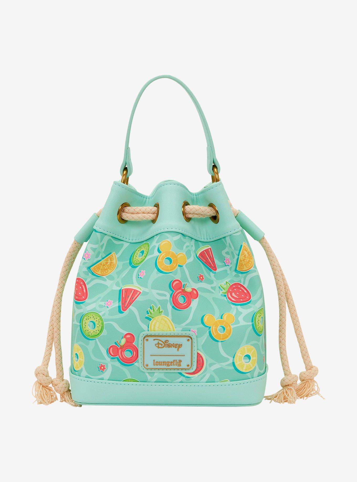 Loungefly Disney Mickey & Minnie Fruit Pool Floats Allover Print Bucket Crossbody Bag, , hi-res