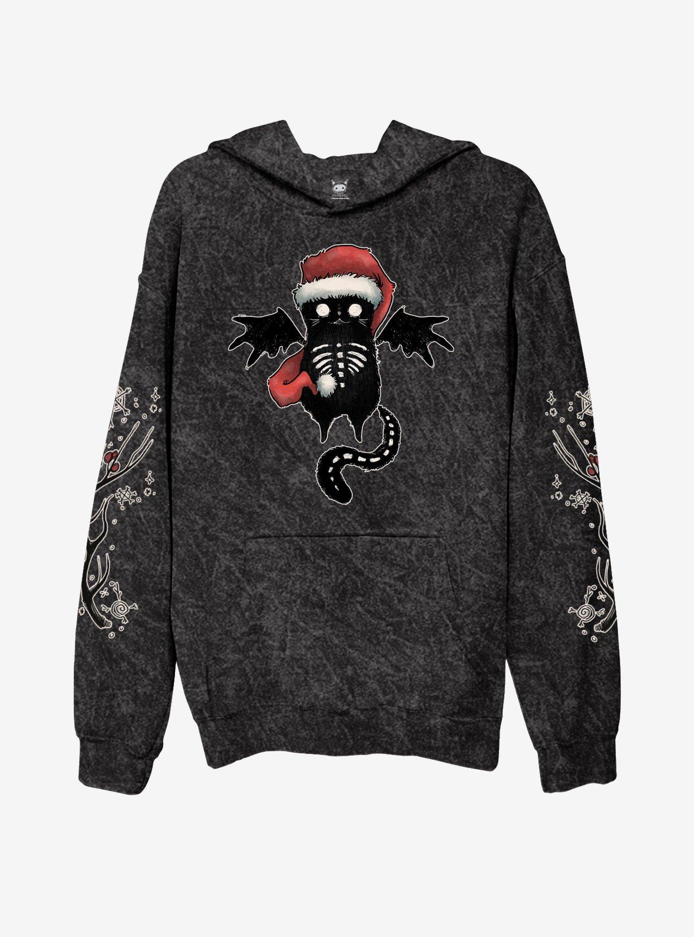 Santa Bat Critter Dark Wash Hoodie By Guild Of Calamity, , hi-res