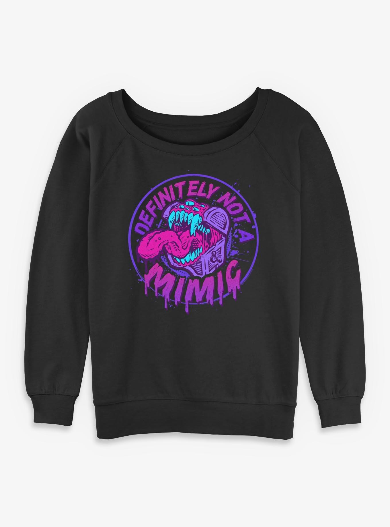 Dungeons & Dragons Defintely Not A Mimic Badge Girls Slouchy Sweatshirt, BLACK, hi-res