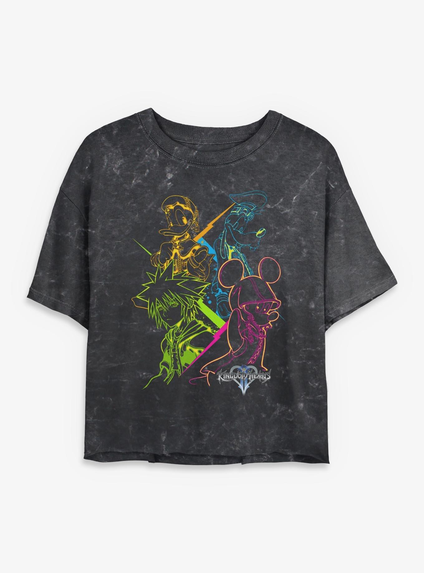 Disney Kingdom Hearts Main Party Girls Mineral Wash Crop T-Shirt, , hi-res