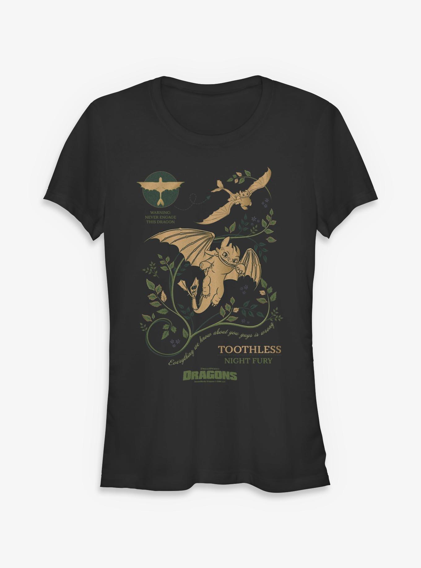 How To Train Your Dragon Toothless Warning Girls T-Shirt, , hi-res