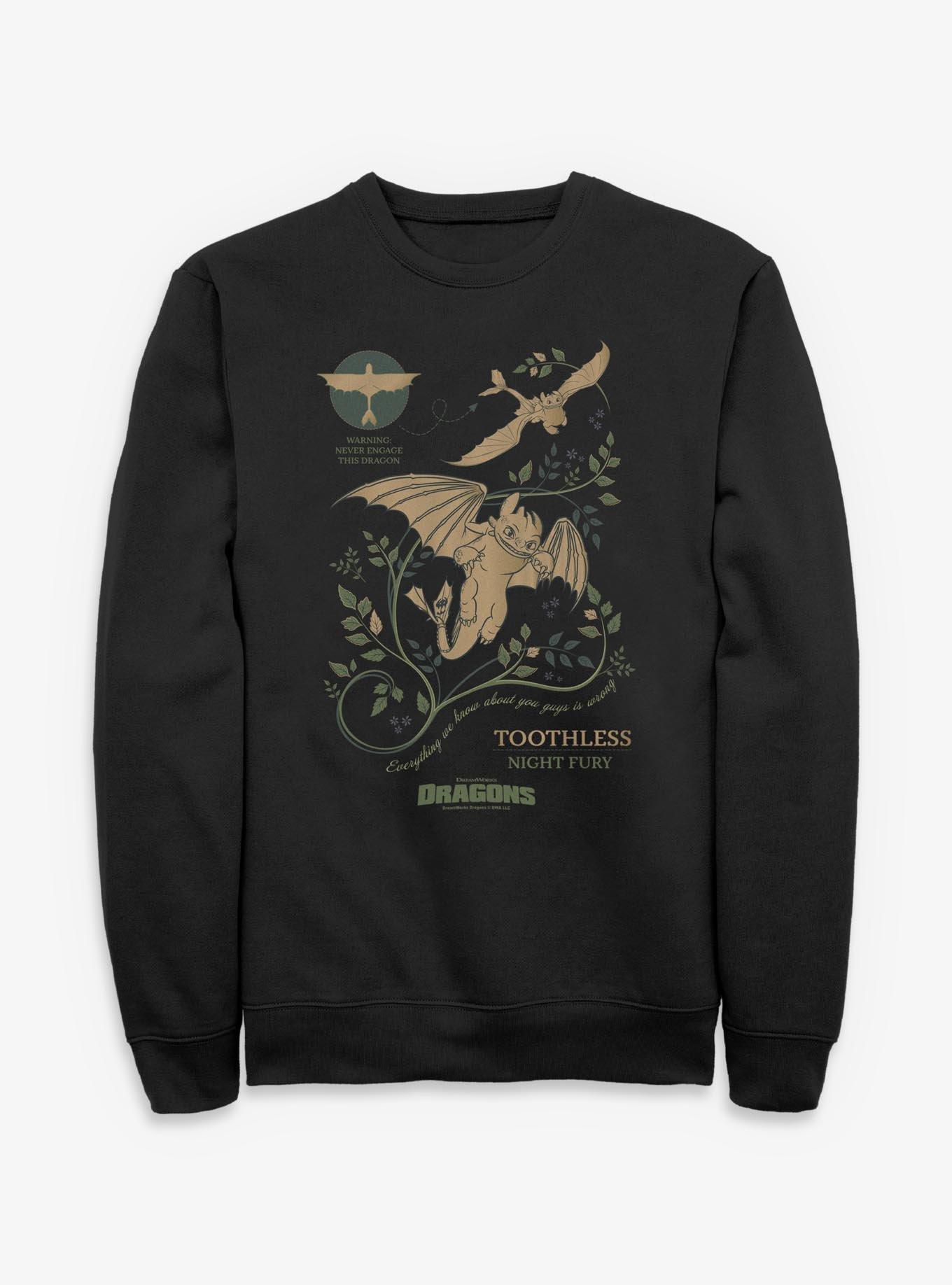 How To Train Your Dragon Toothless Warning Sweatshirt, BLACK, hi-res