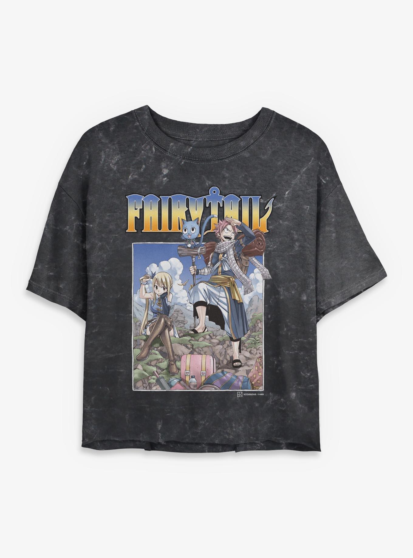 Fairy Tail On A Mission Girls Mineral Wash Crop T-Shirt, BLACK, hi-res