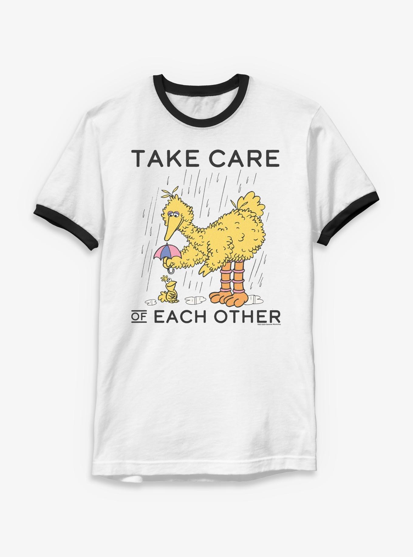 Sesame Street Take Care Of Each Other Ringer T-Shirt, WHTBLK, hi-res