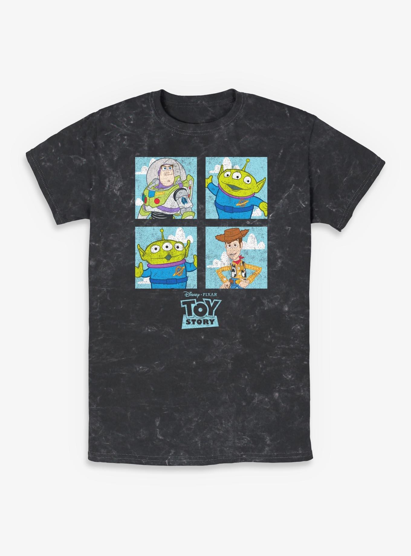 Disney Pixar Toy Story Buzz Woody Alien Panels Mineral Wash T-Shirt, , hi-res