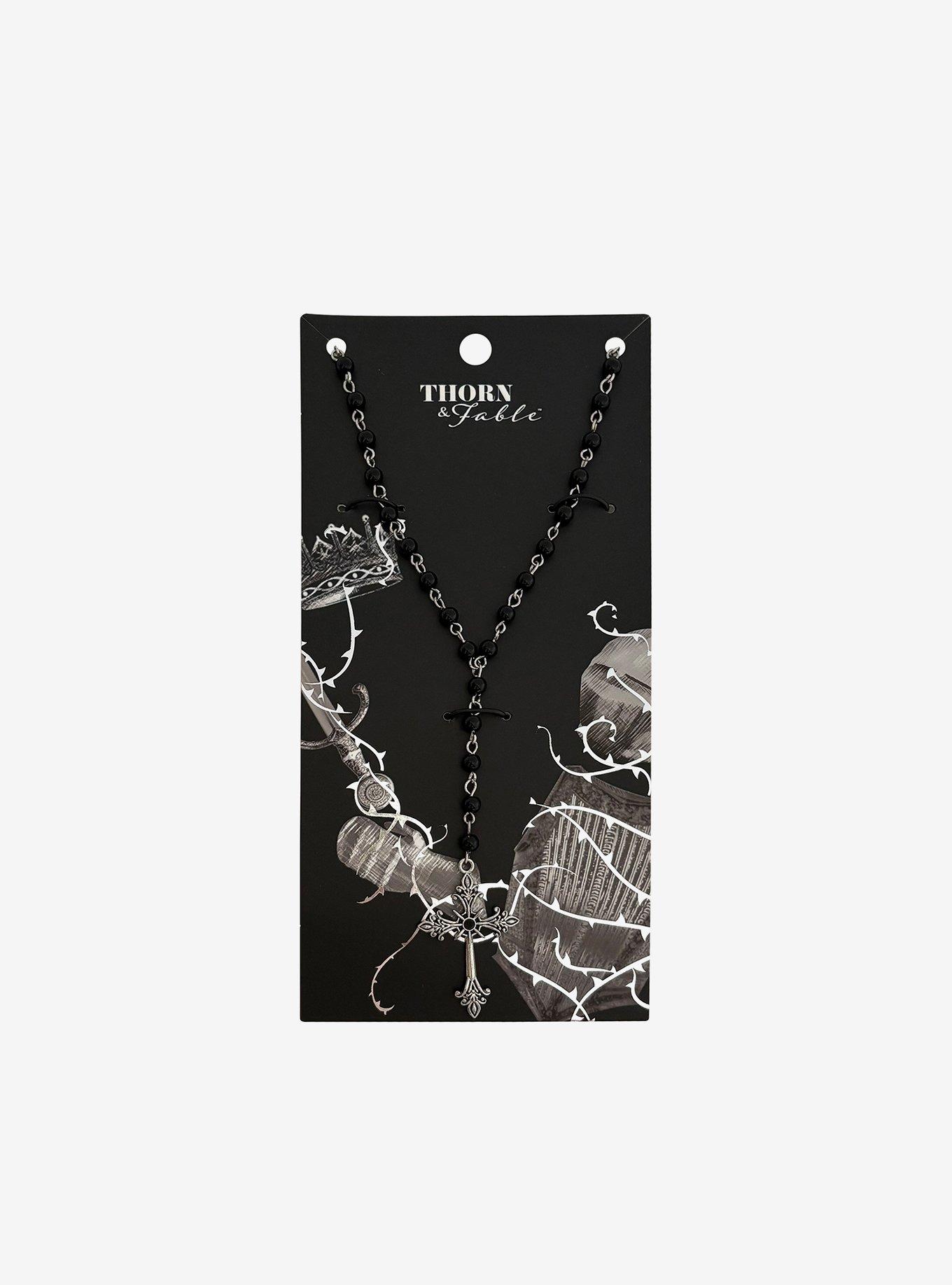 Thorn & Fable Gothic Cross Rosary Necklace, , hi-res