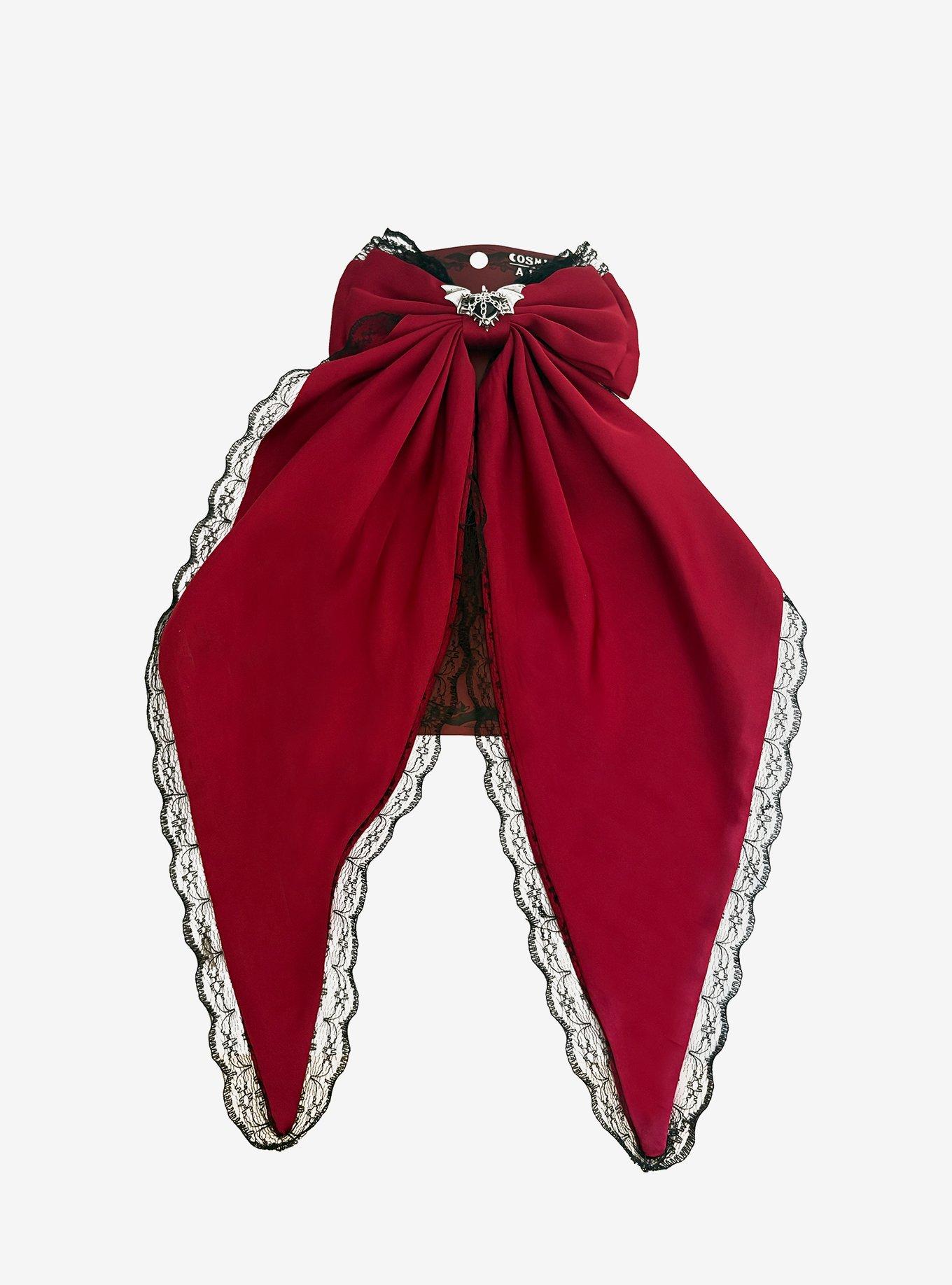 Cosmic Aura Winged Heart Red Hair Bow, , hi-res