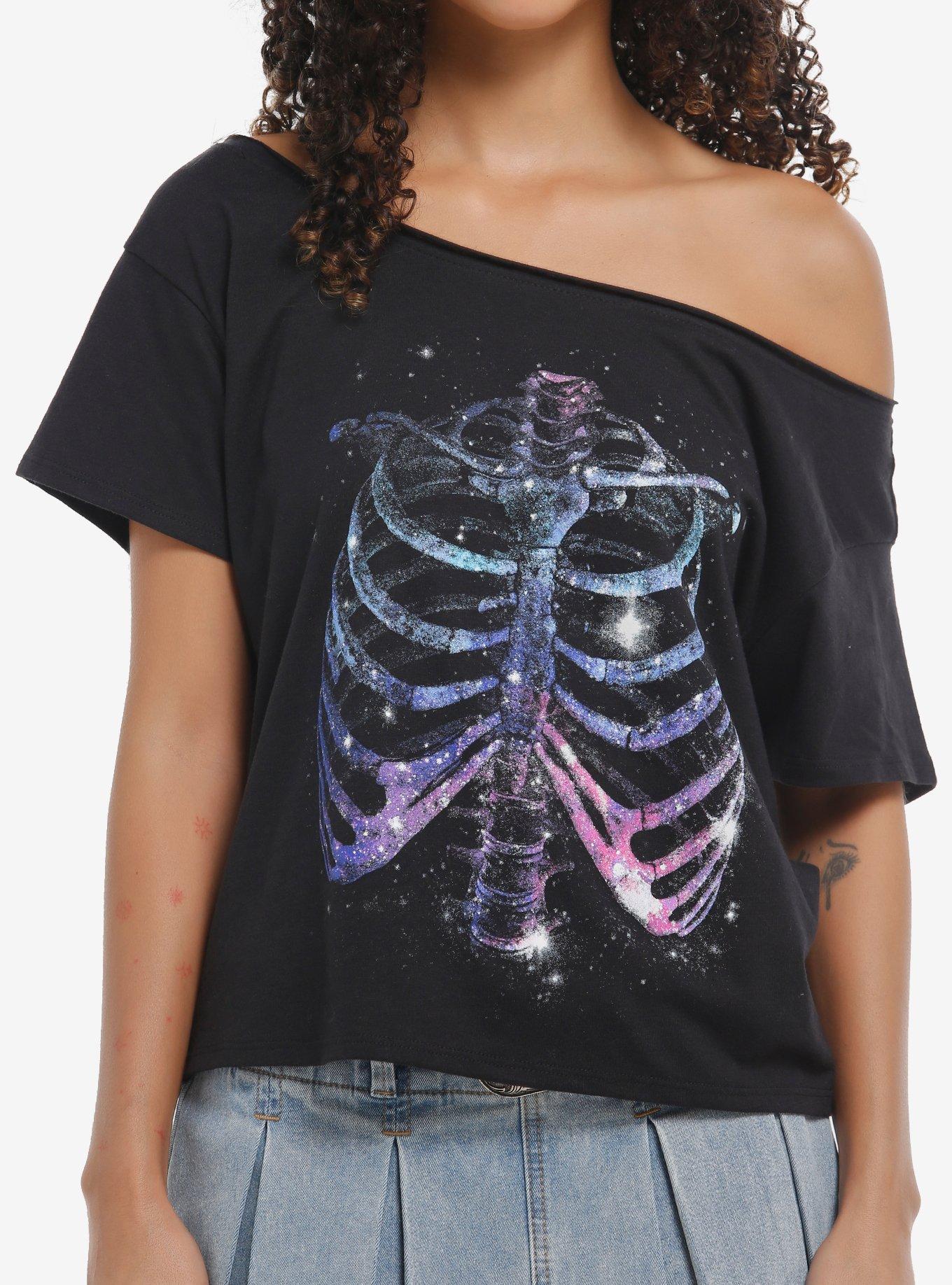 Galaxy Rib Cage Girls Off-Shoulder T-Shirt By Goodie Two Sleeves, , hi-res